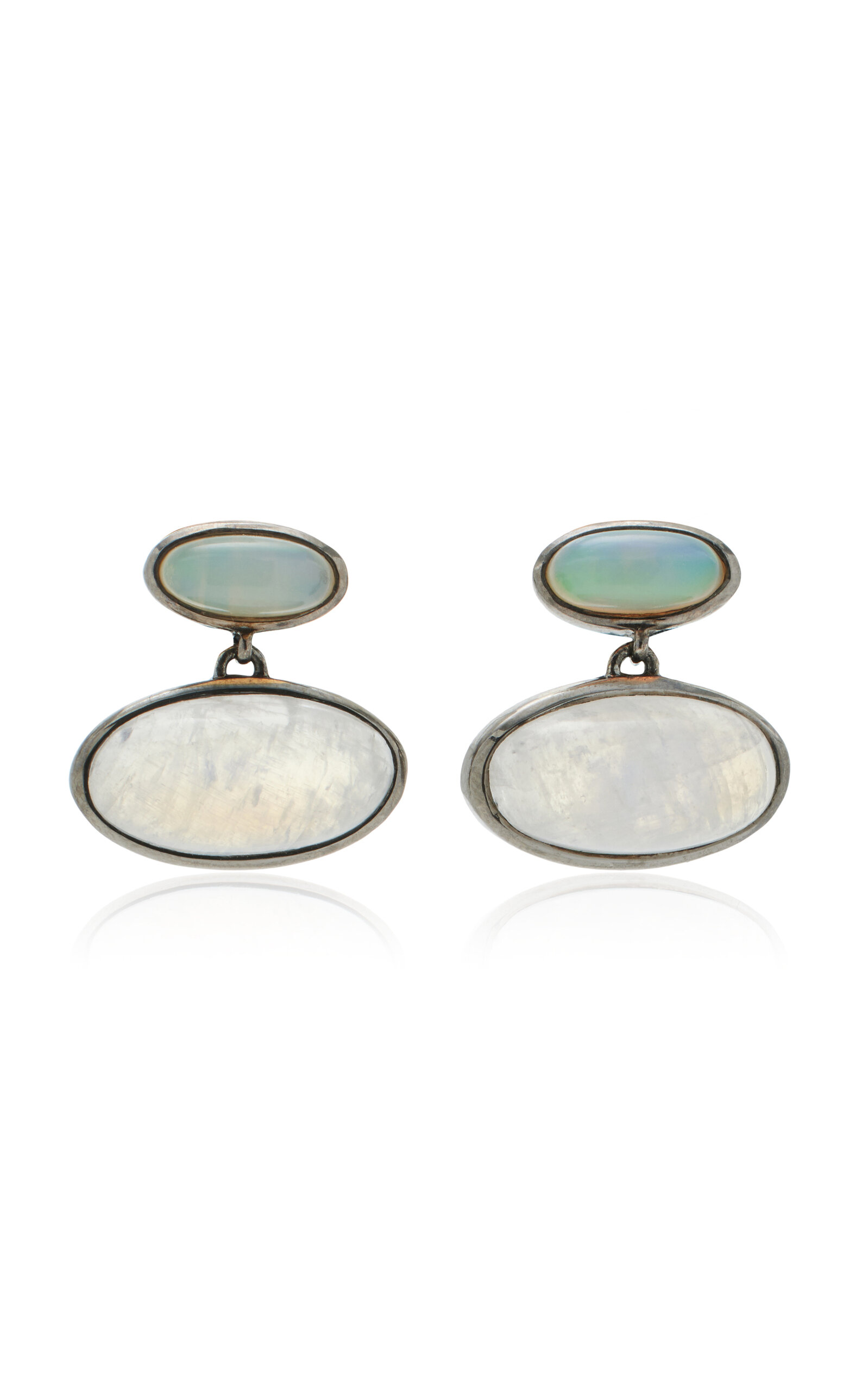 Orbit Sterling Silver Moonstone; Opal Earrings