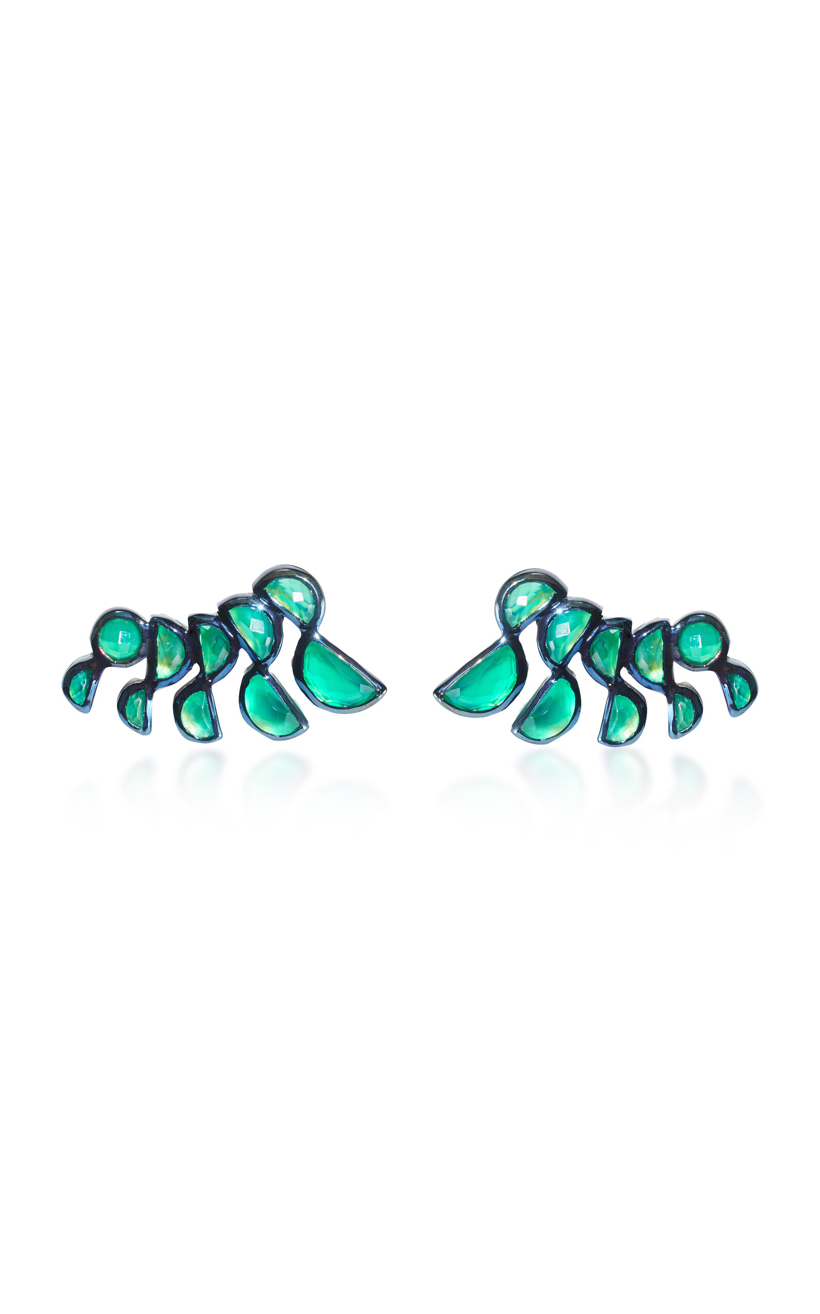 Nakard Lobster Sterling Silver Green Onyx Earrings