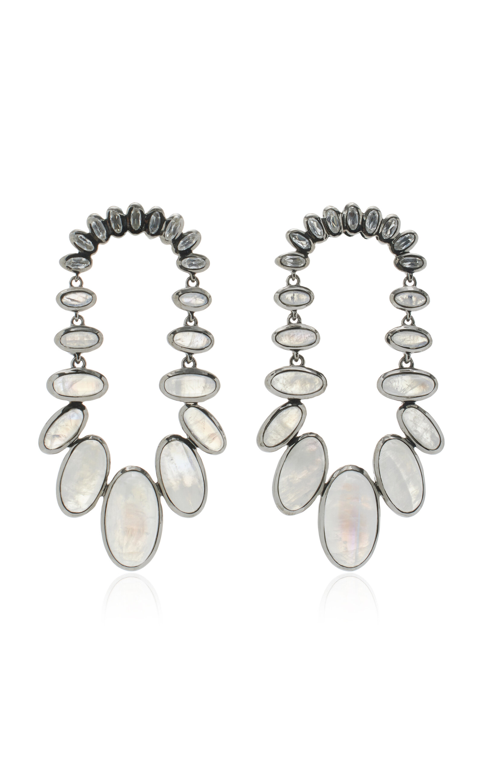 Kimono Sterling Silver Moonstone And Zircon Earrings