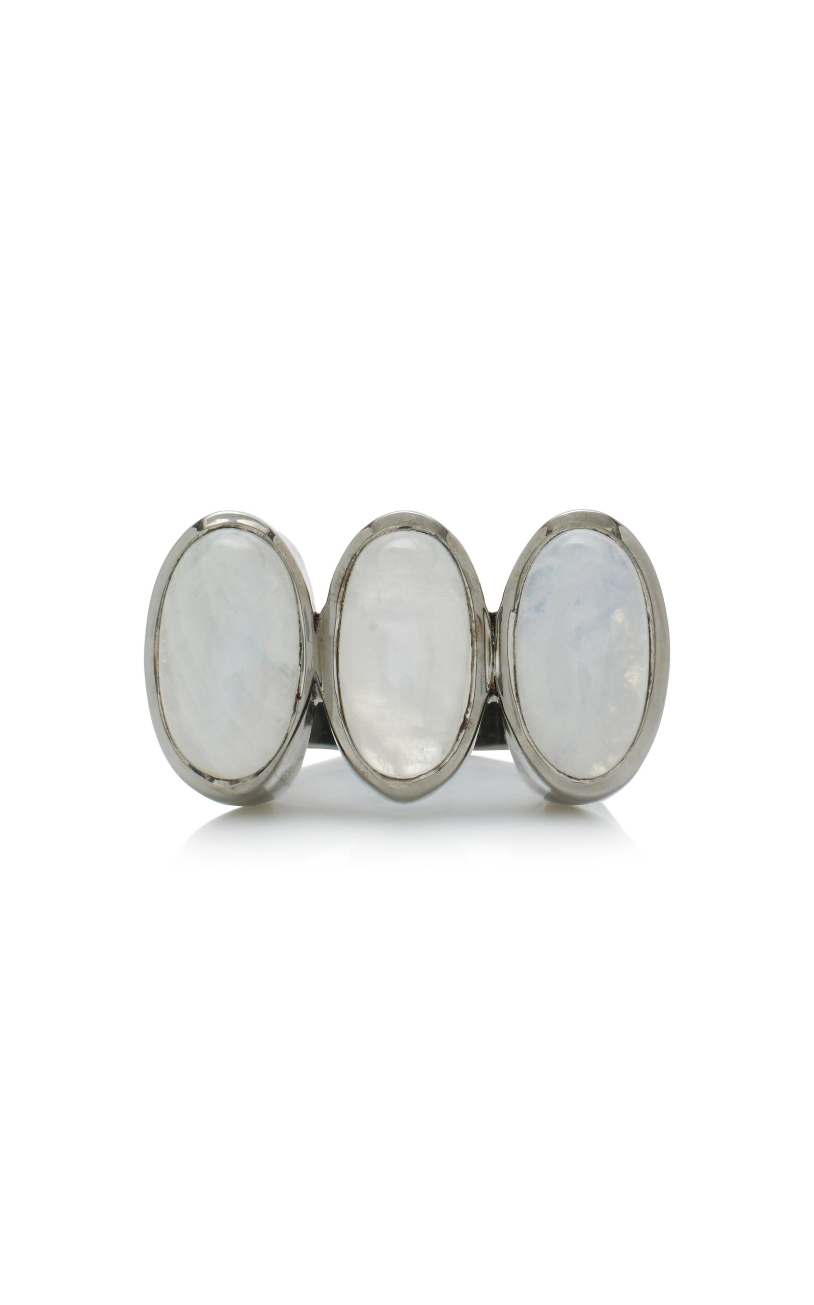 Triple Elliptic Sterling Silver Moonstone Ring