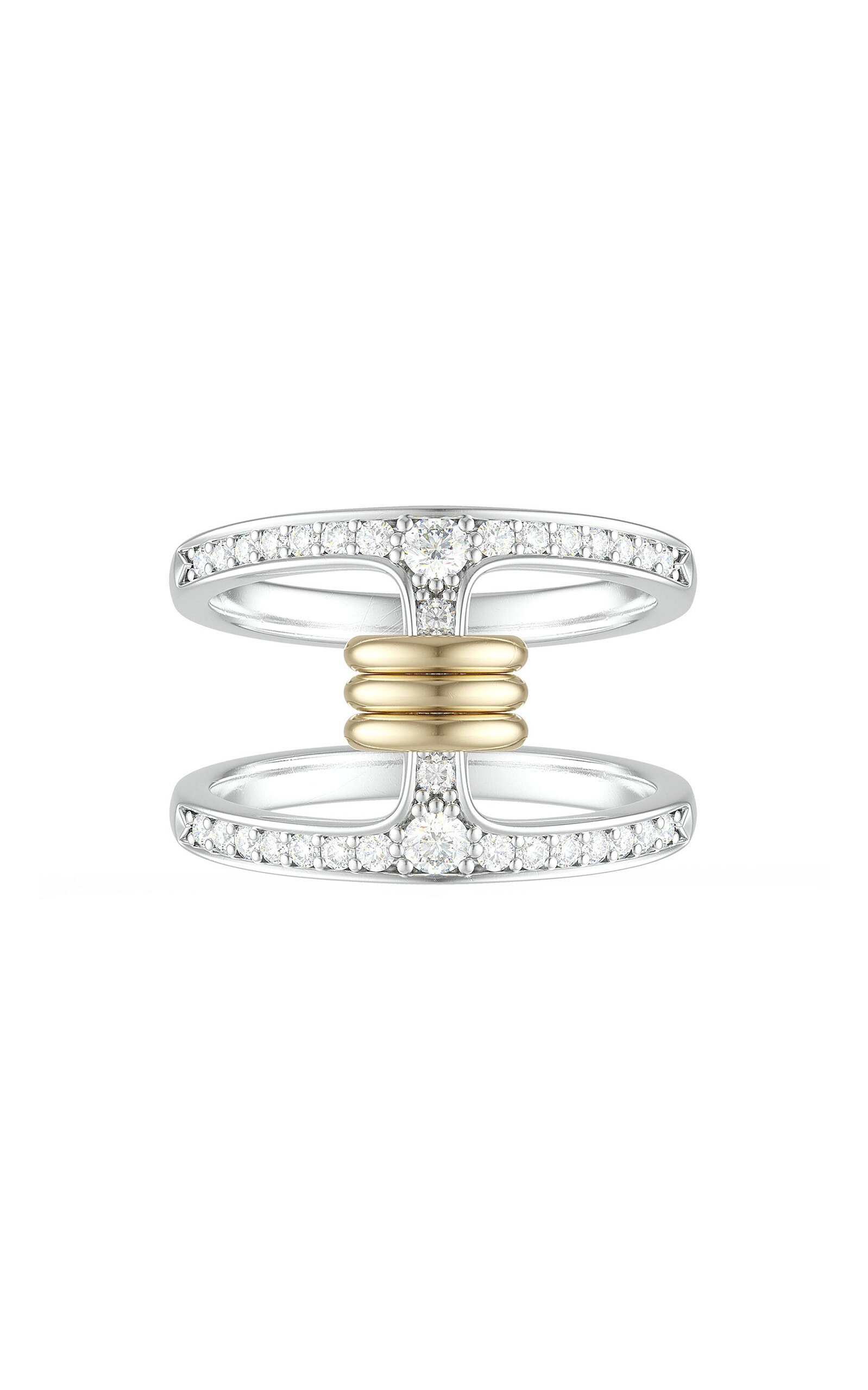 Shop Spinelli Kilcollin Hoorsenbuhs Collab 18k Yellow Gold; Sterling Silver; And Diamond Pavé Ring