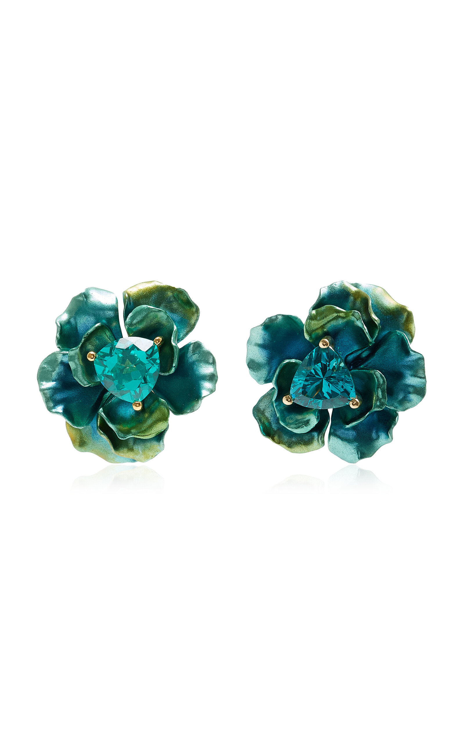 ANABELA CHAN AURORA ROSE ALUMINUM; TOURMALINE EARRINGS 