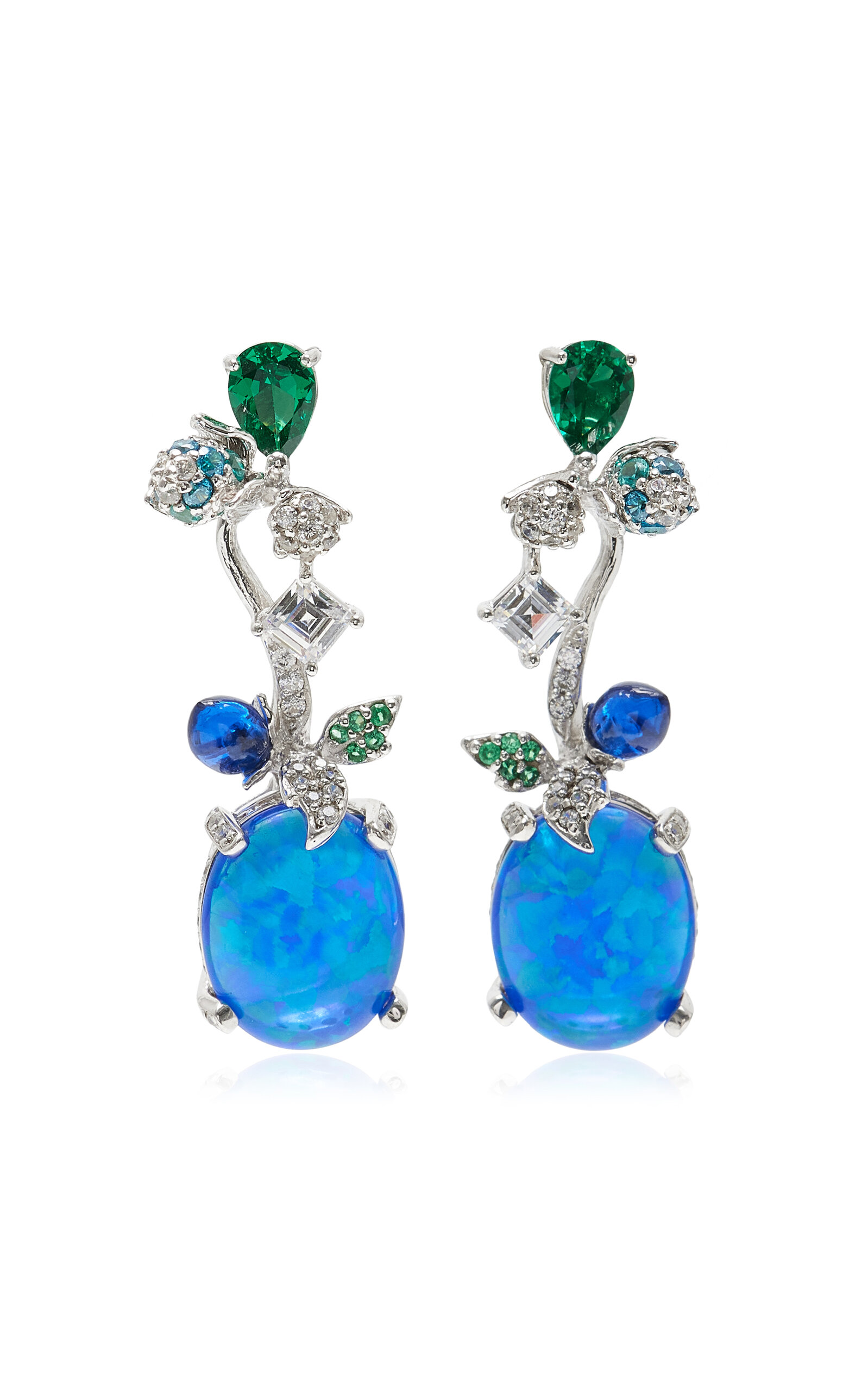 Carnivora 18K White Gold Opal Earrings