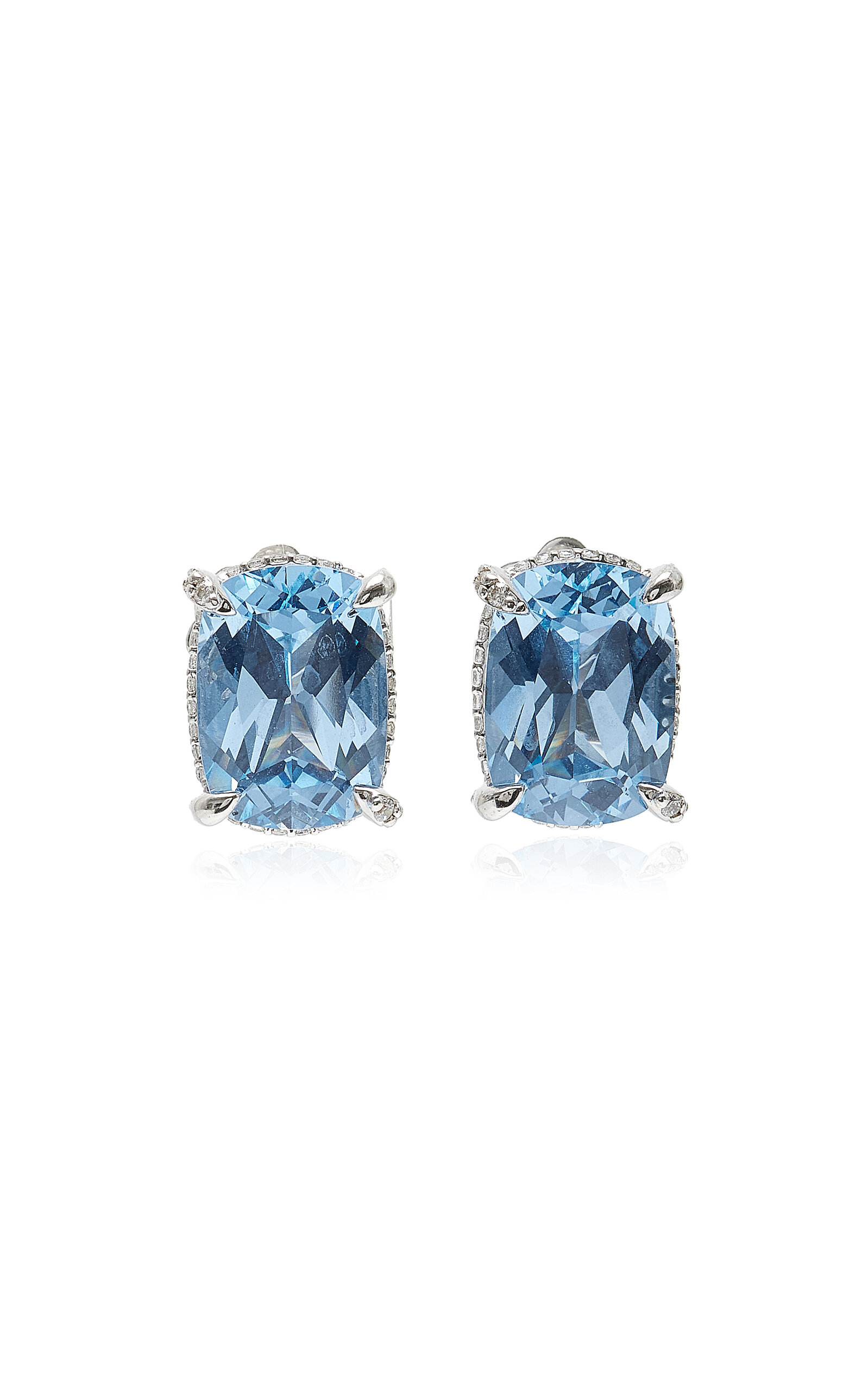 Anabela Chan Aqua 18k White Gold Aquamarine Earrings In Blue