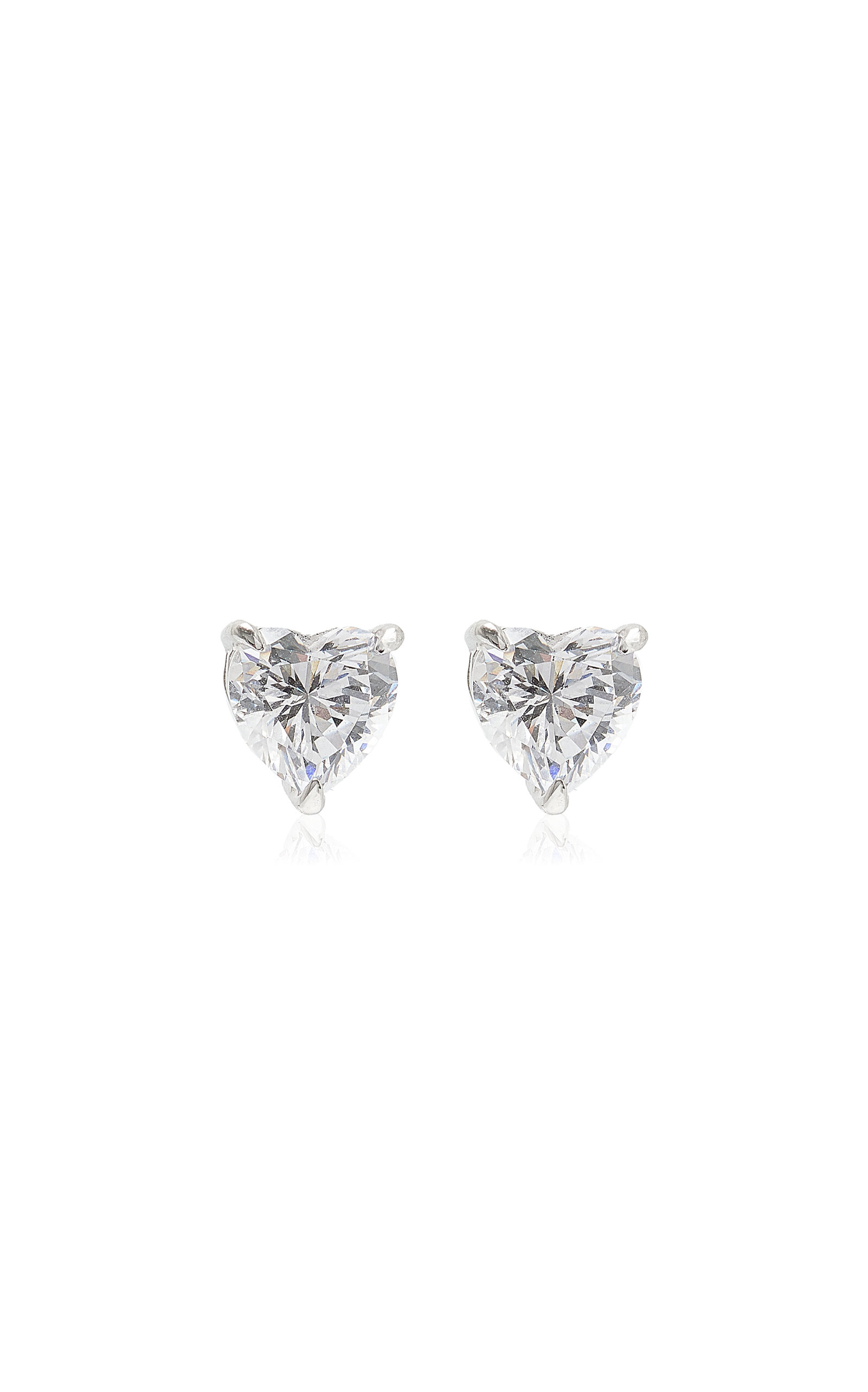 Midi 18K White Gold Diamond Heart Earrings