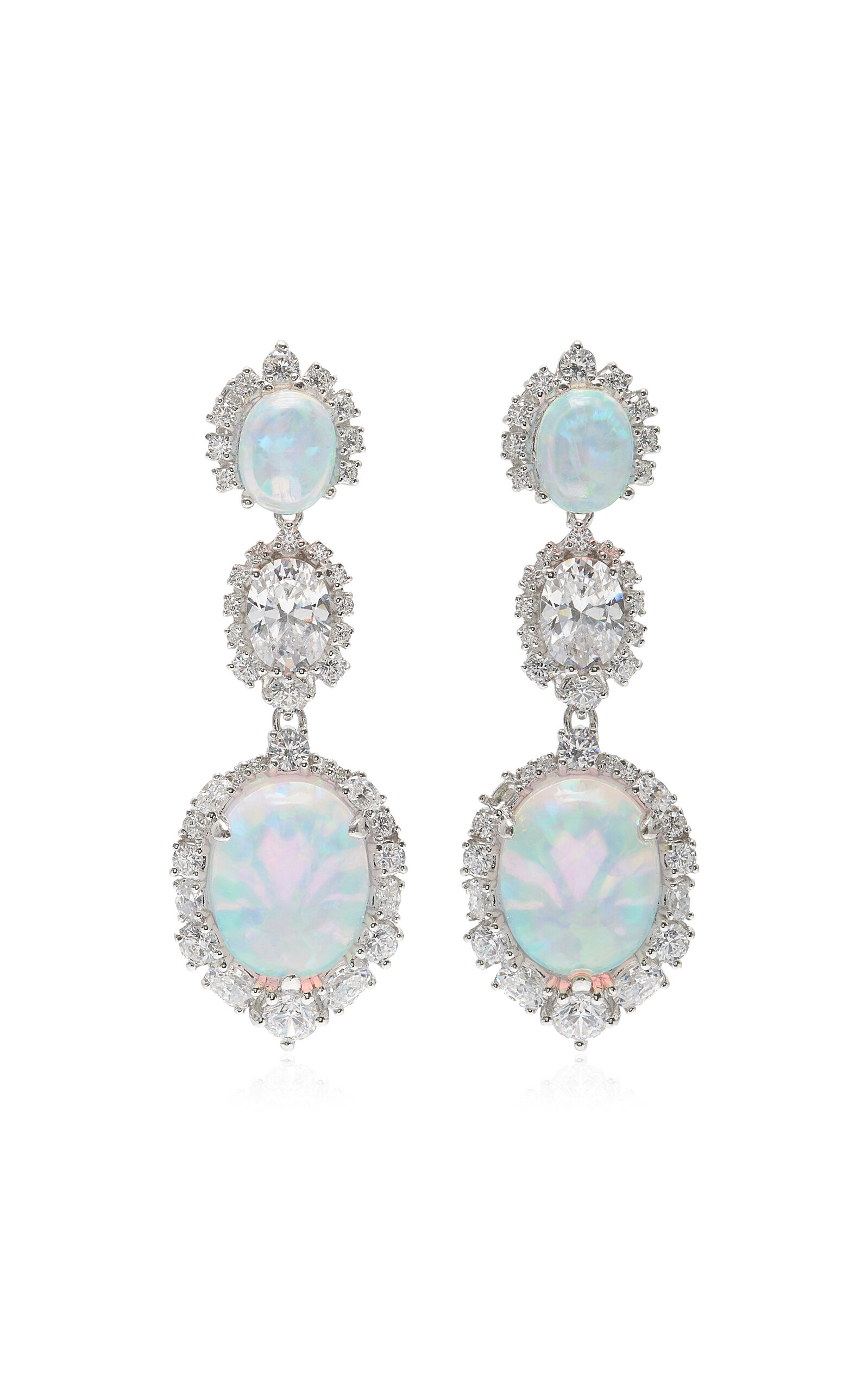 18K White Gold Opal Earrings