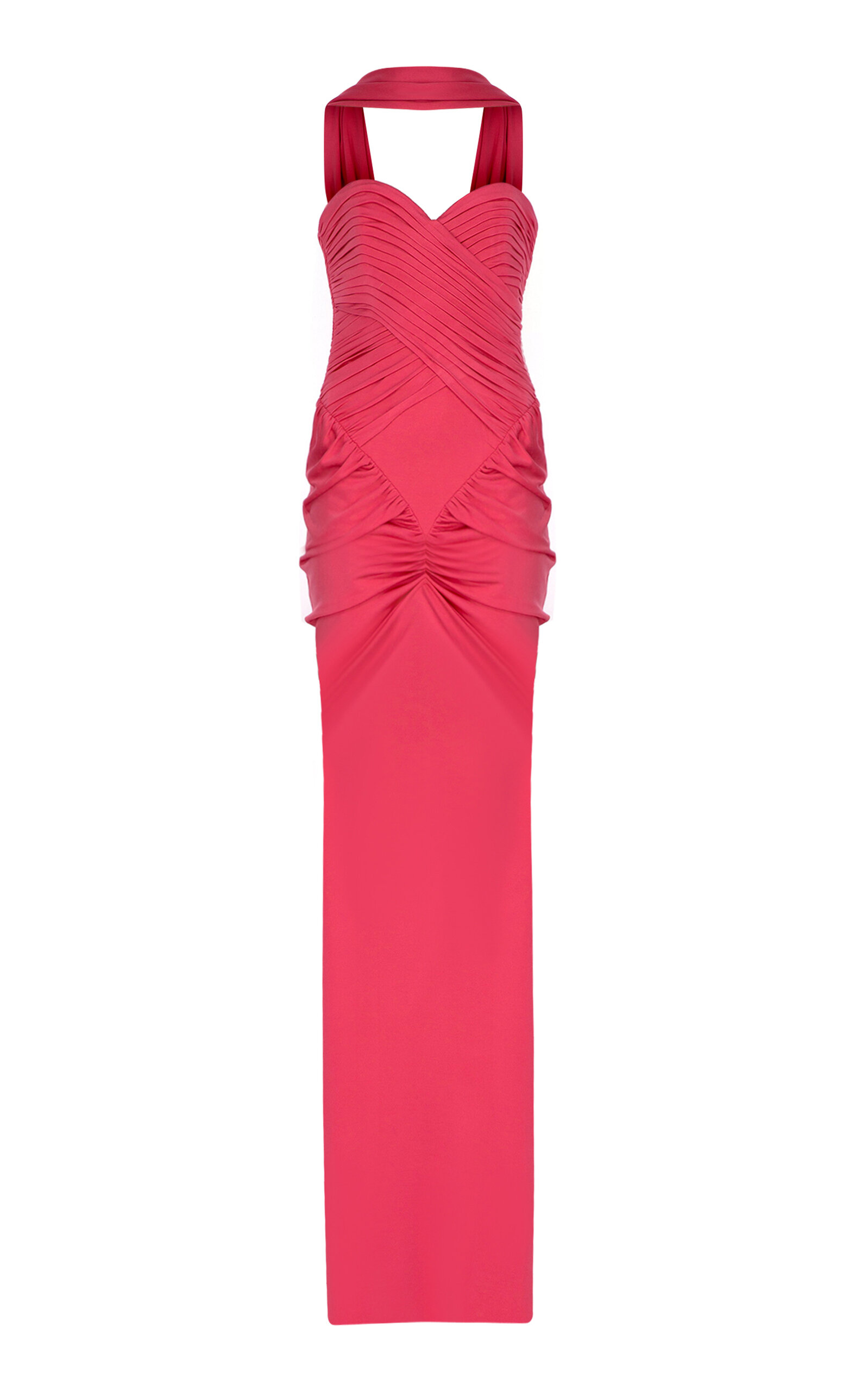 Shop The New Arrivals Ilkyaz Ozel Samsara Ruched Crepe Jersey Maxi Dress In Pink