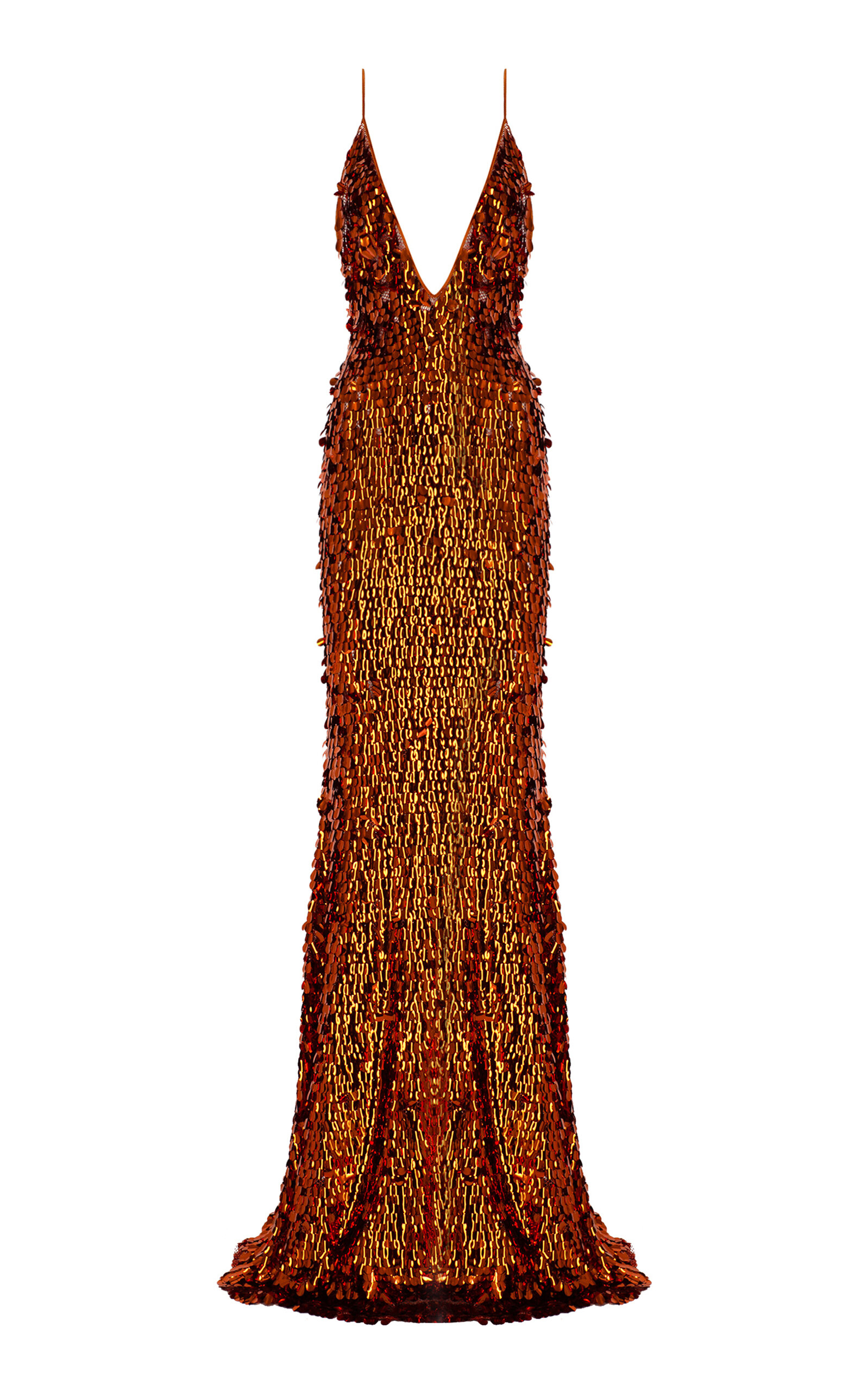 Shop The New Arrivals Ilkyaz Ozel Claudie Pailette-sequined Maxi Dress In Orange