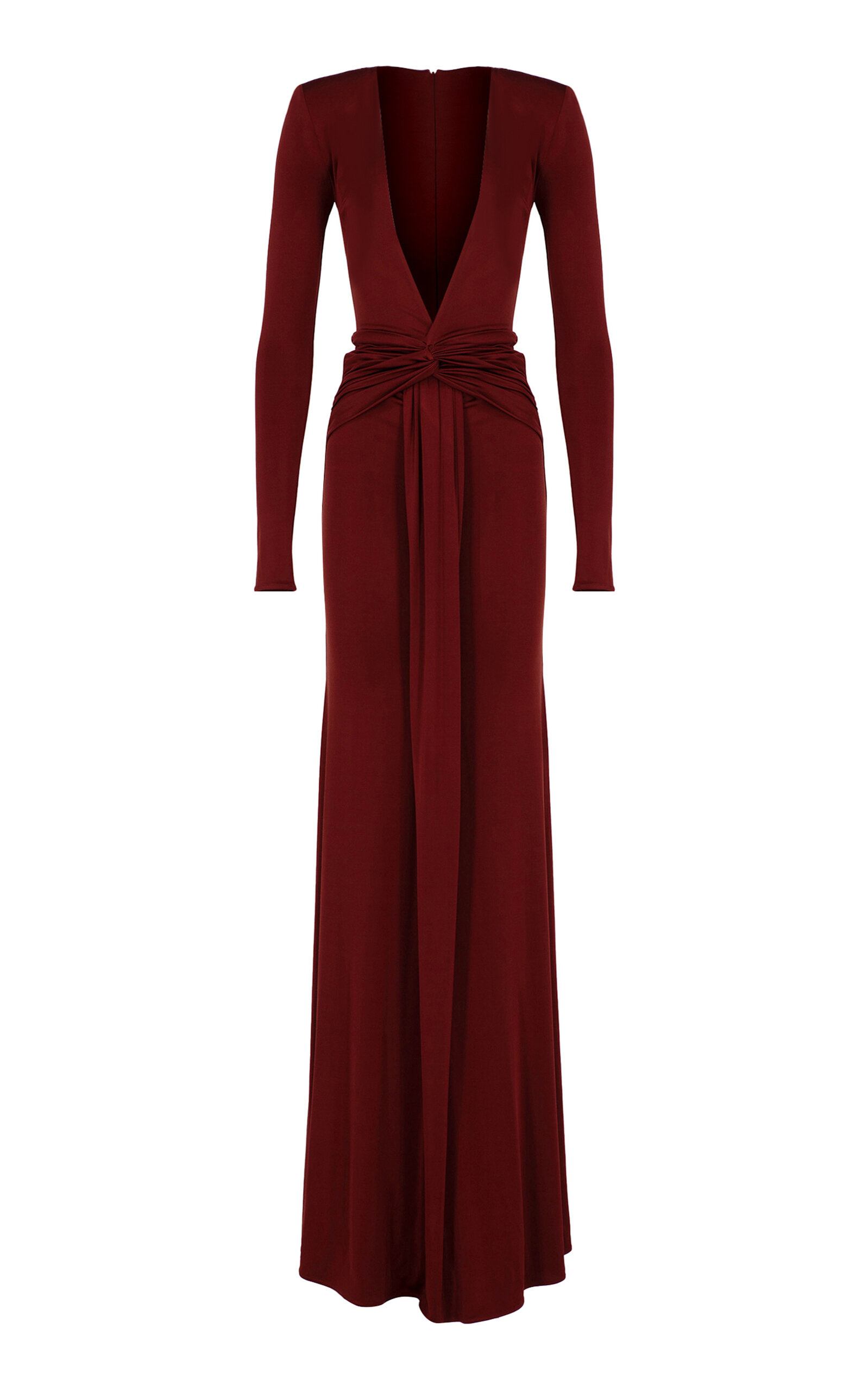 Shop The New Arrivals Ilkyaz Ozel Azure Gathered Crepe Jersey Maxi Dress In Red