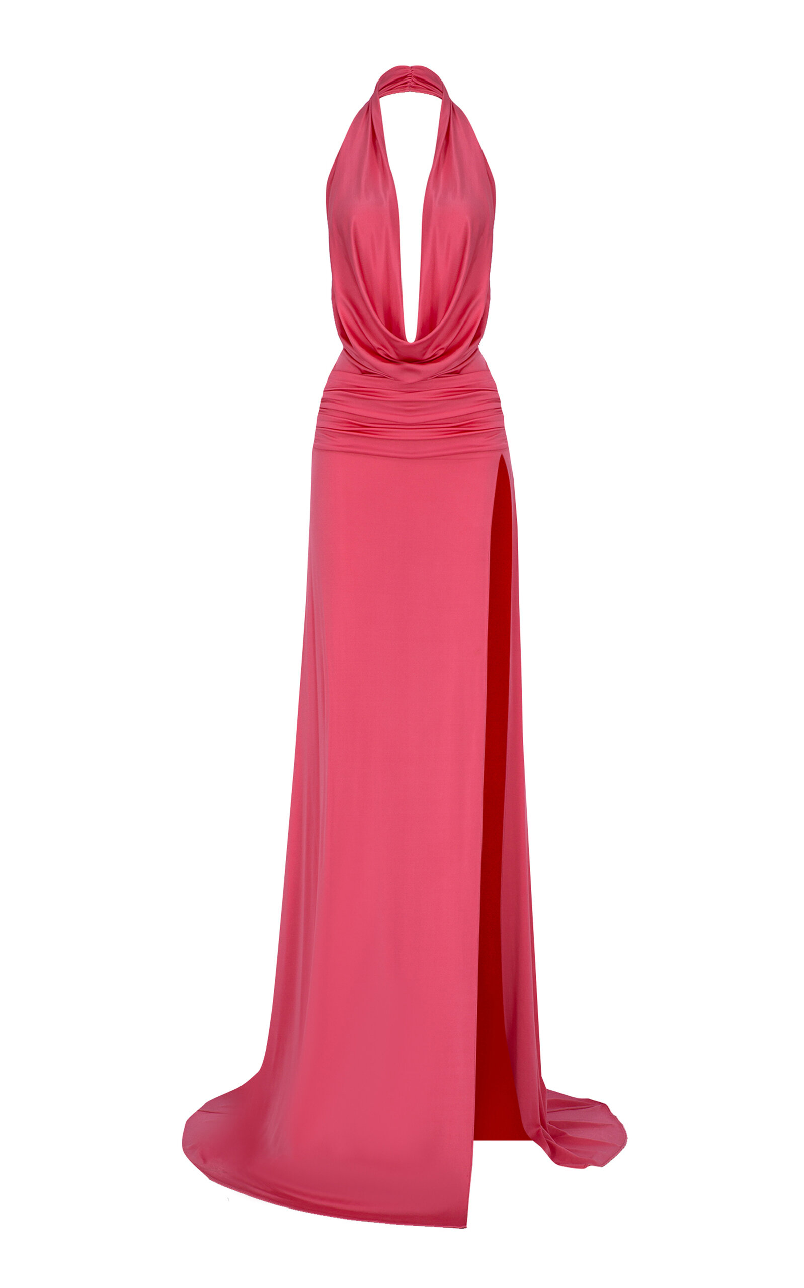 Shop The New Arrivals Ilkyaz Ozel Tanit Draped Satin Maxi Dress In Pink