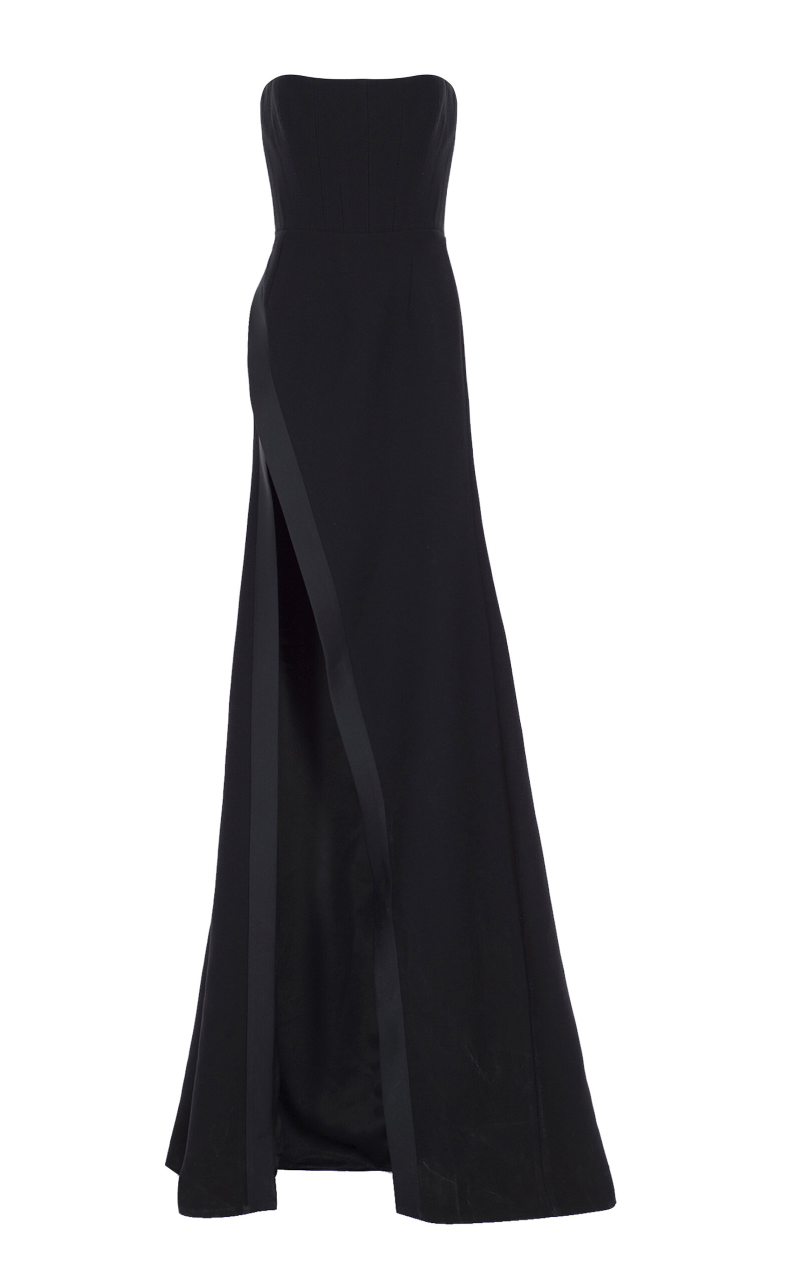 Shop The New Arrivals Ilkyaz Ozel Nefertiti Satin-trimmed Crepe Maxi Dress In Black