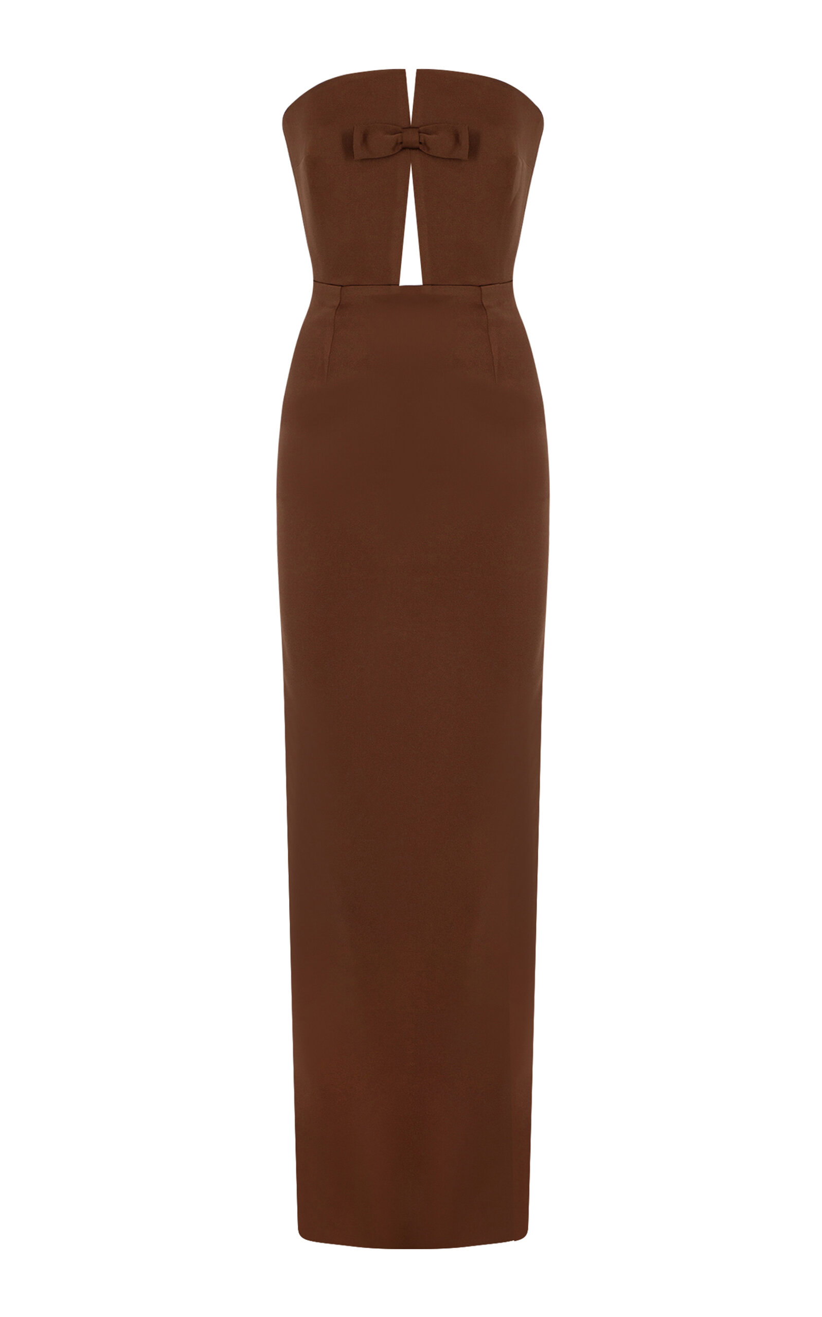 Shop The New Arrivals Ilkyaz Ozel Holly Bow-detailed Cutout Satin Maxi Dress In Brown