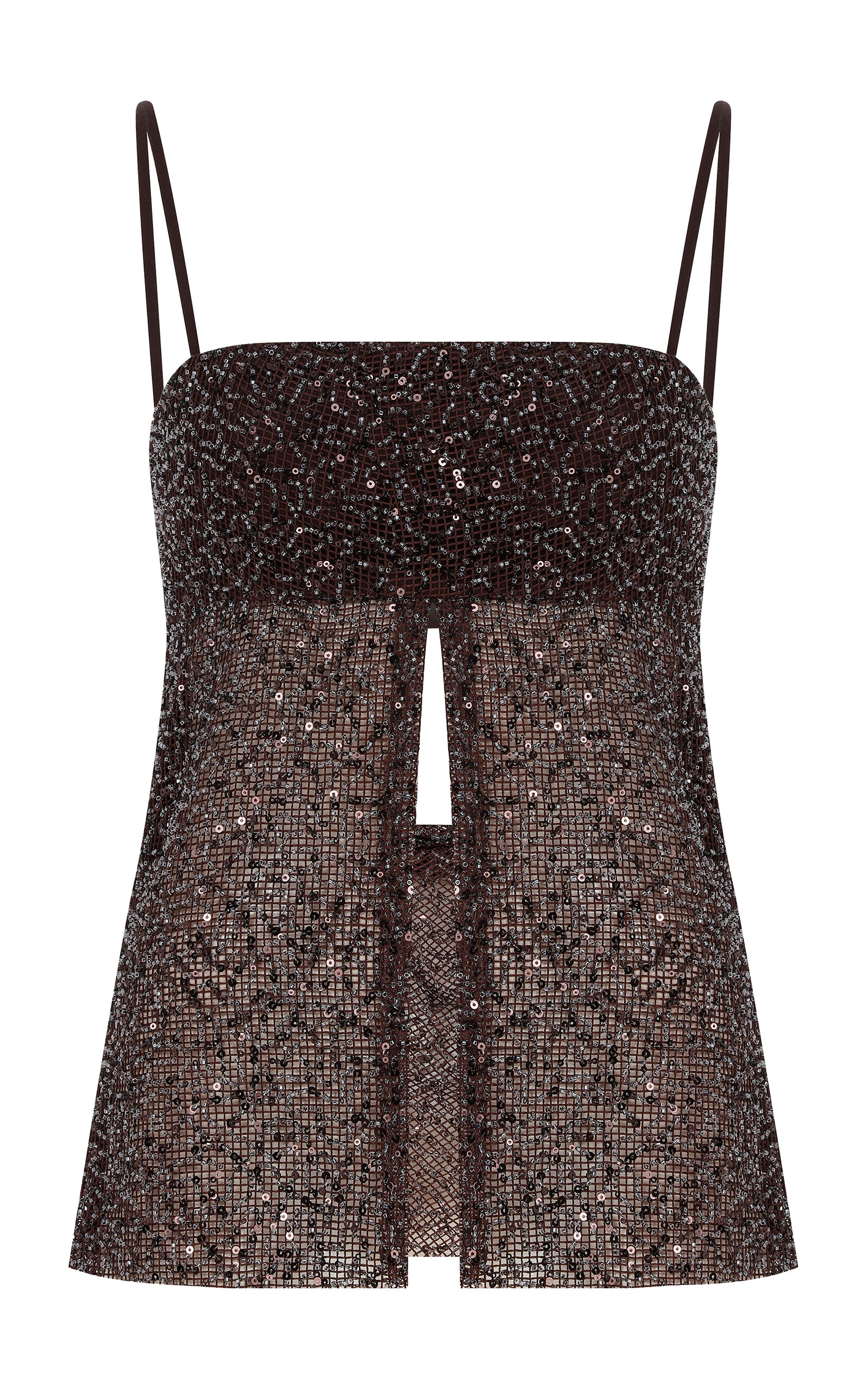 Shop Ila Asita Split-front Sequined Tank Top In Brown