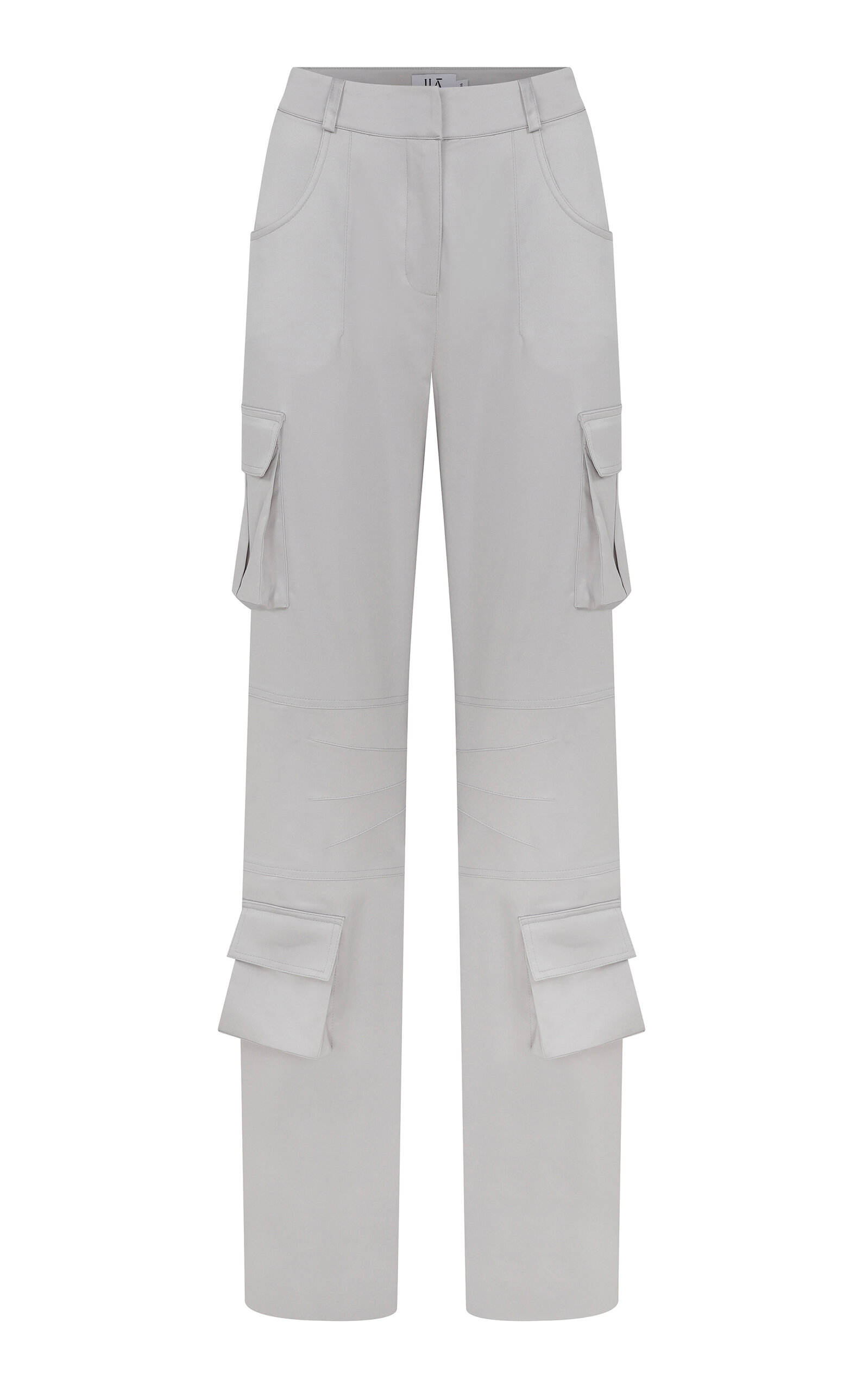 Shop Ila Darmy Satin Cotton Cargo Pants In Silver