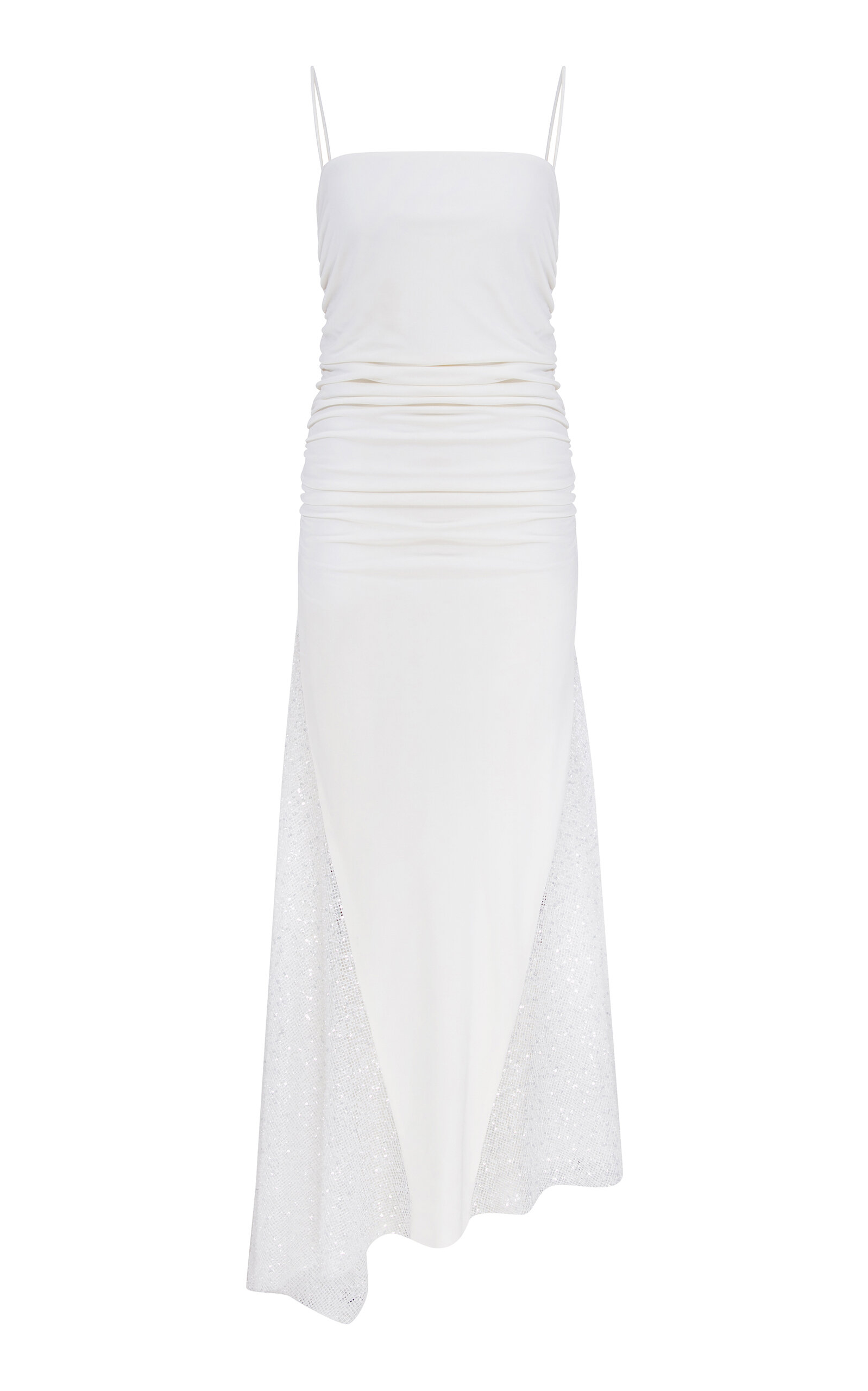 Shop Ila Elle Sequin-paneled Jersey Midi Dress In White