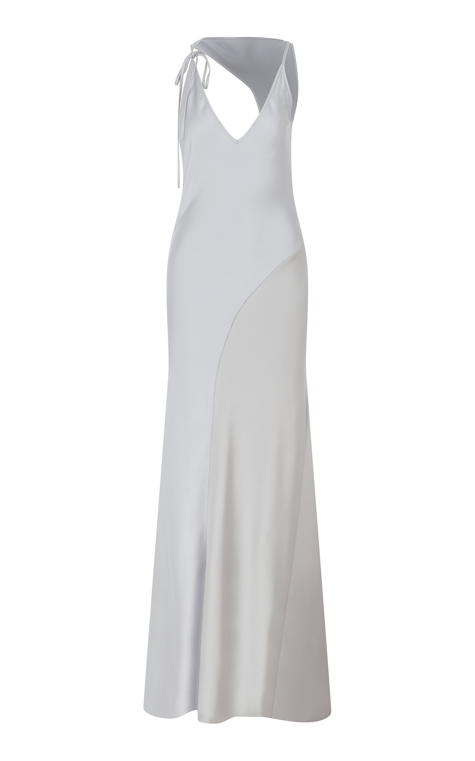 Shop Ila Sara Spliced Satin Maxi Dress In Silver