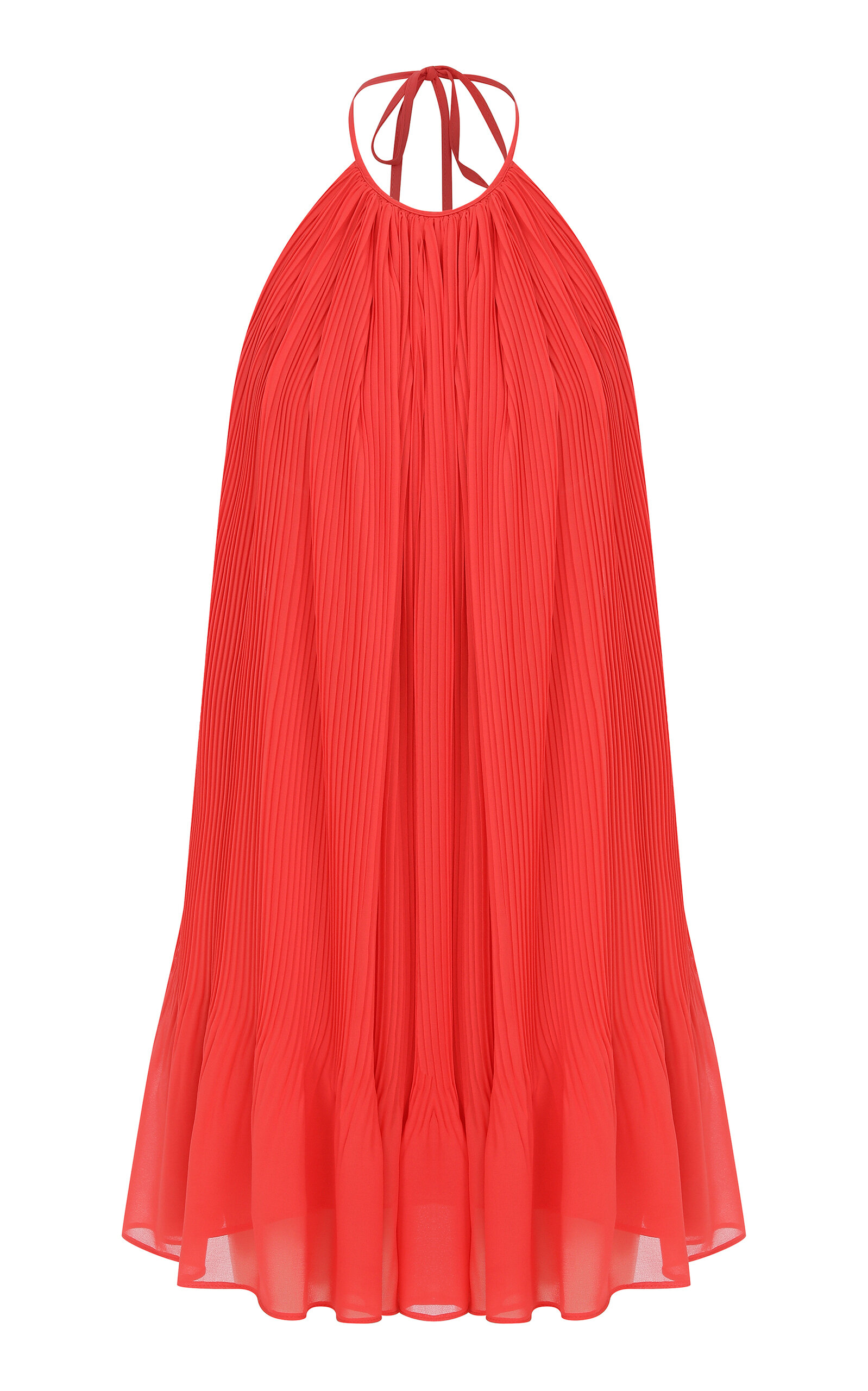 Shop Ila Mei Open Back Plissé Chiffon Mini Dress In Red