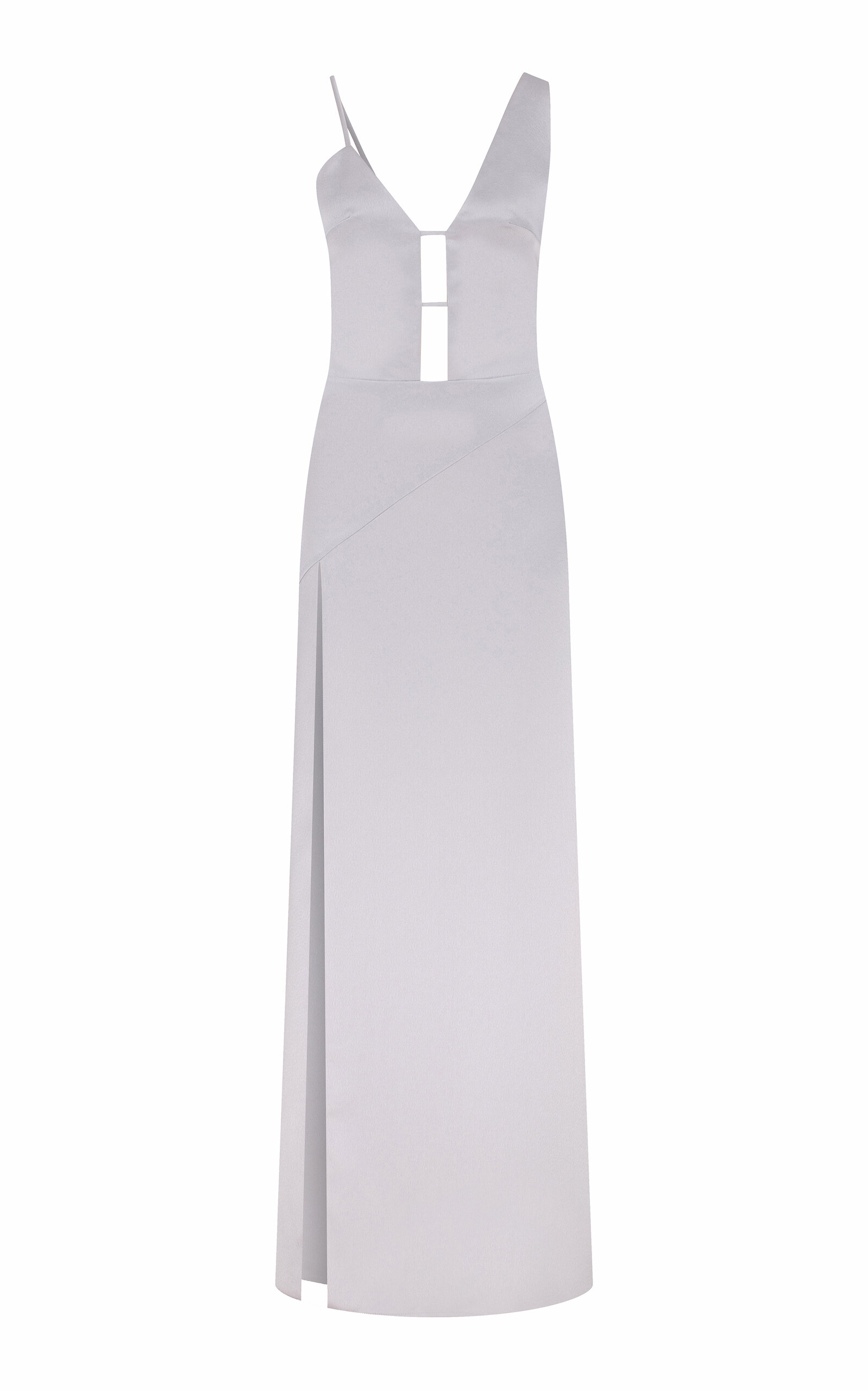 Shop Ila Freya Cutout Satin Maxi Dress In Silver