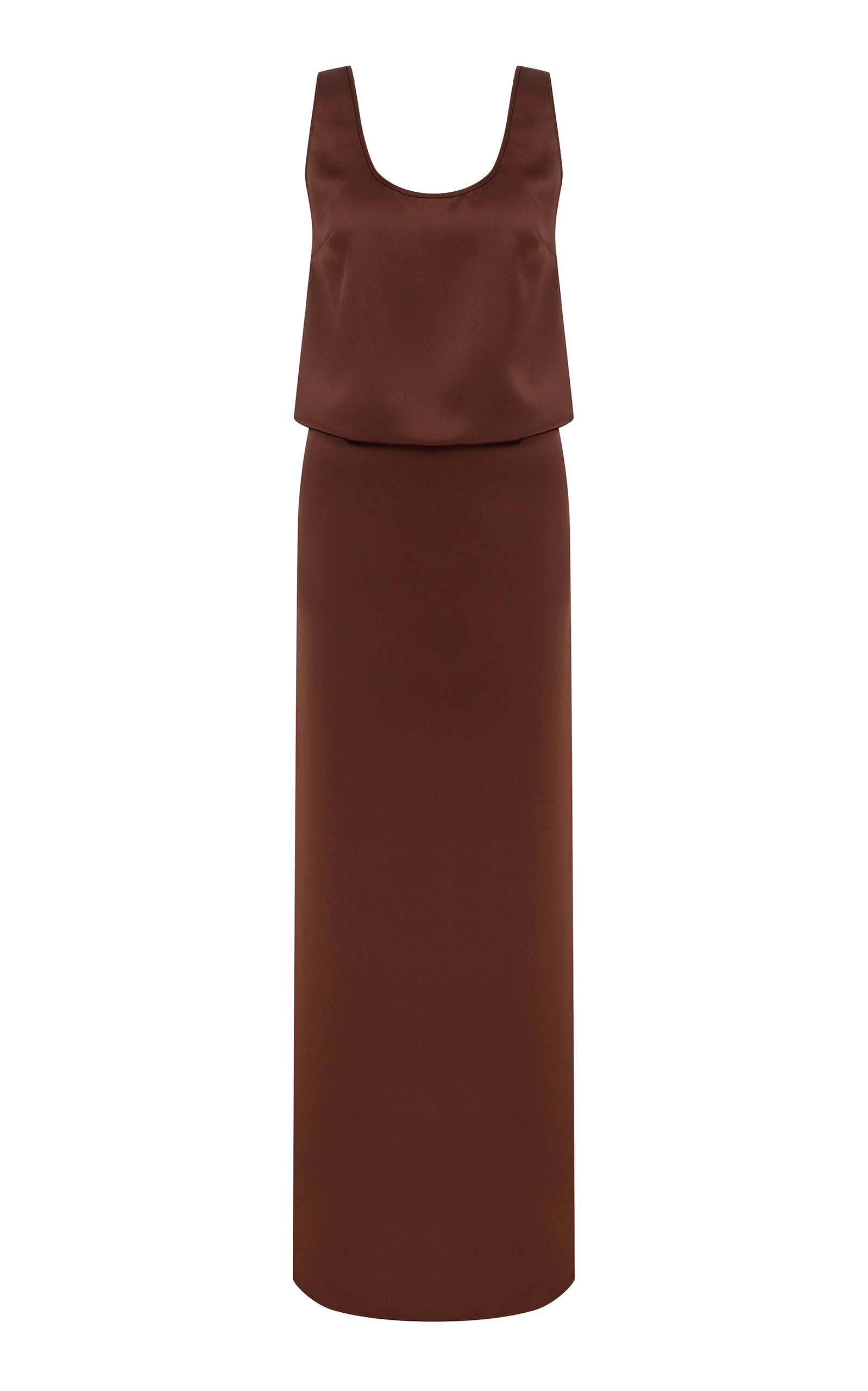 Shop Ila Hilda Draped Satin Maxi Dress In Brown