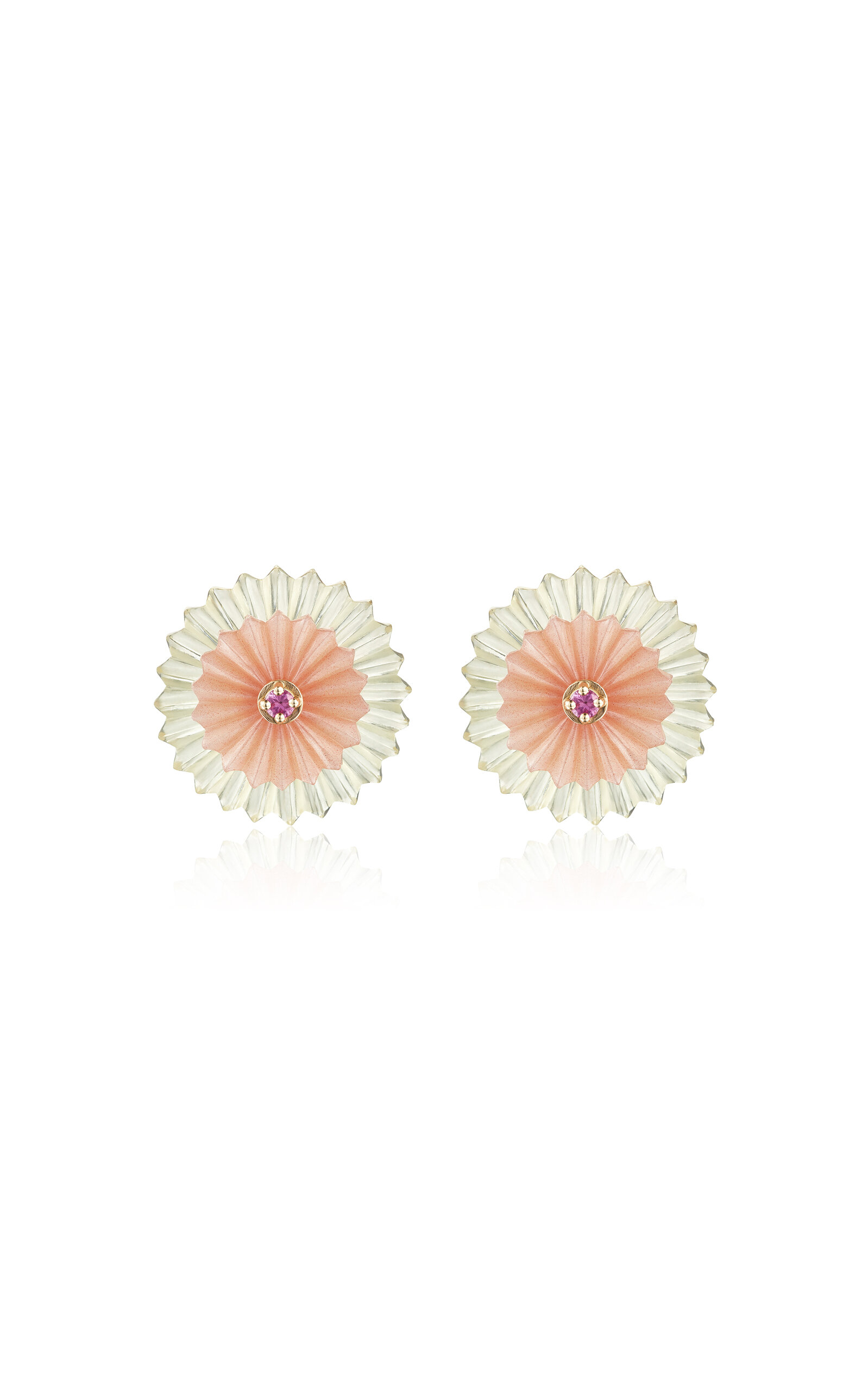 Shop Alice Cicolini 9k Yellow Gold Summer Snow Cocktail Double Stud Earrings In Pink