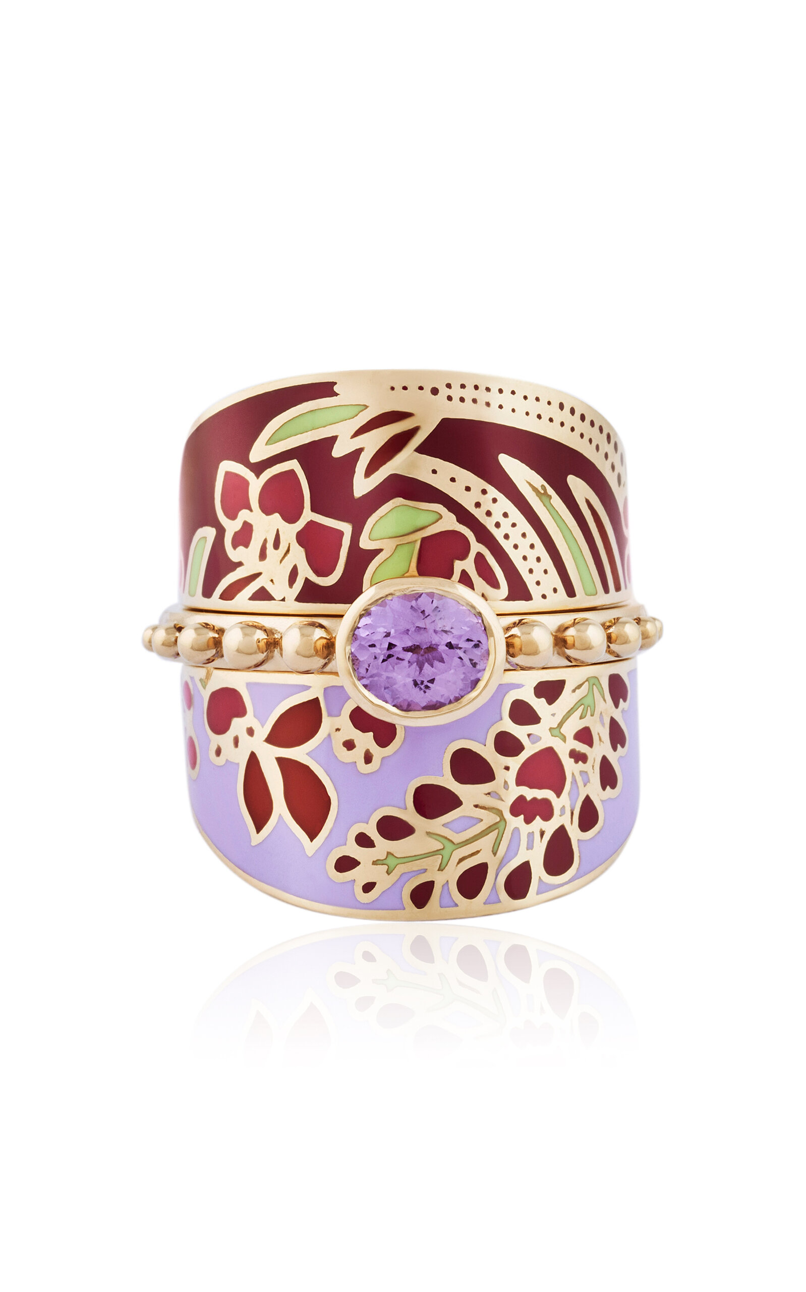 Shop Alice Cicolini Sari Lucknow Triple Ring Set In Lilac Spinel In Purple