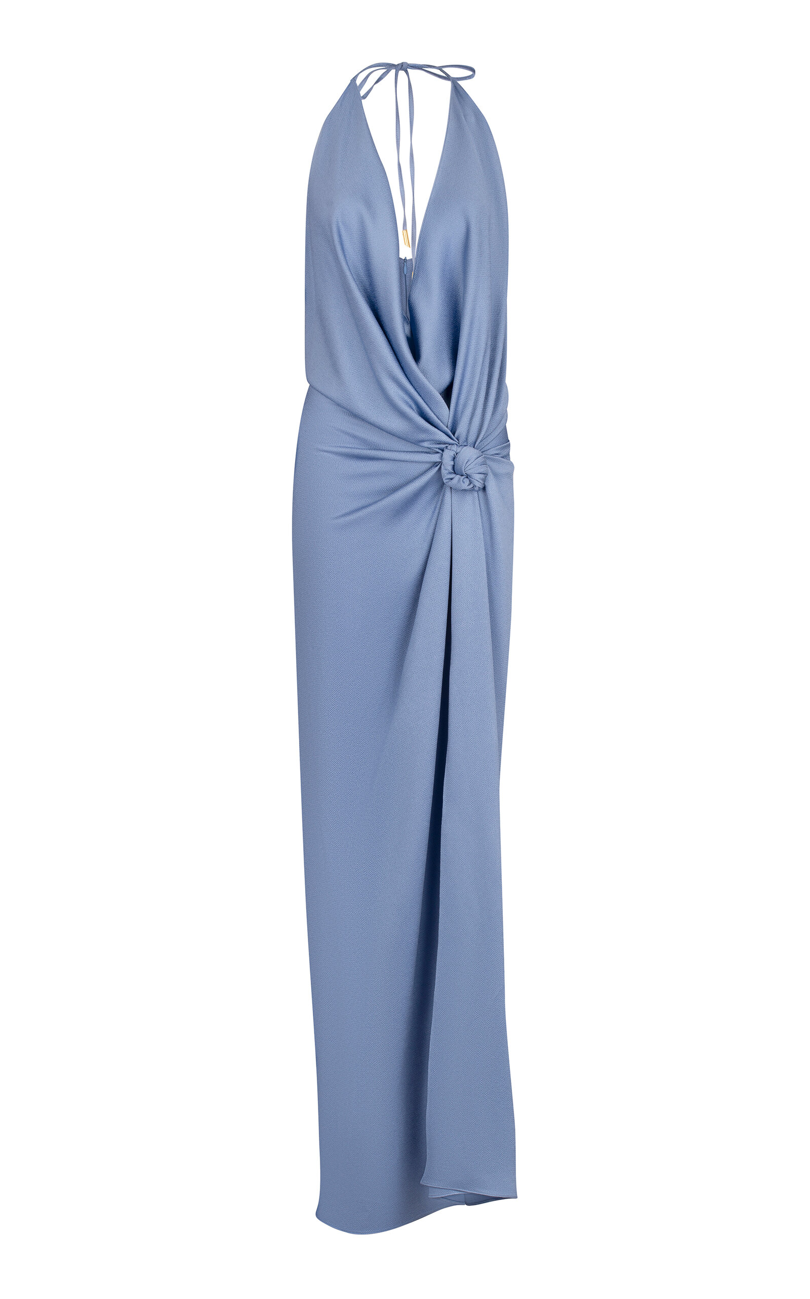 Shop Silvia Tcherassi Torgiano Knot-detailed Gown In Light Blue