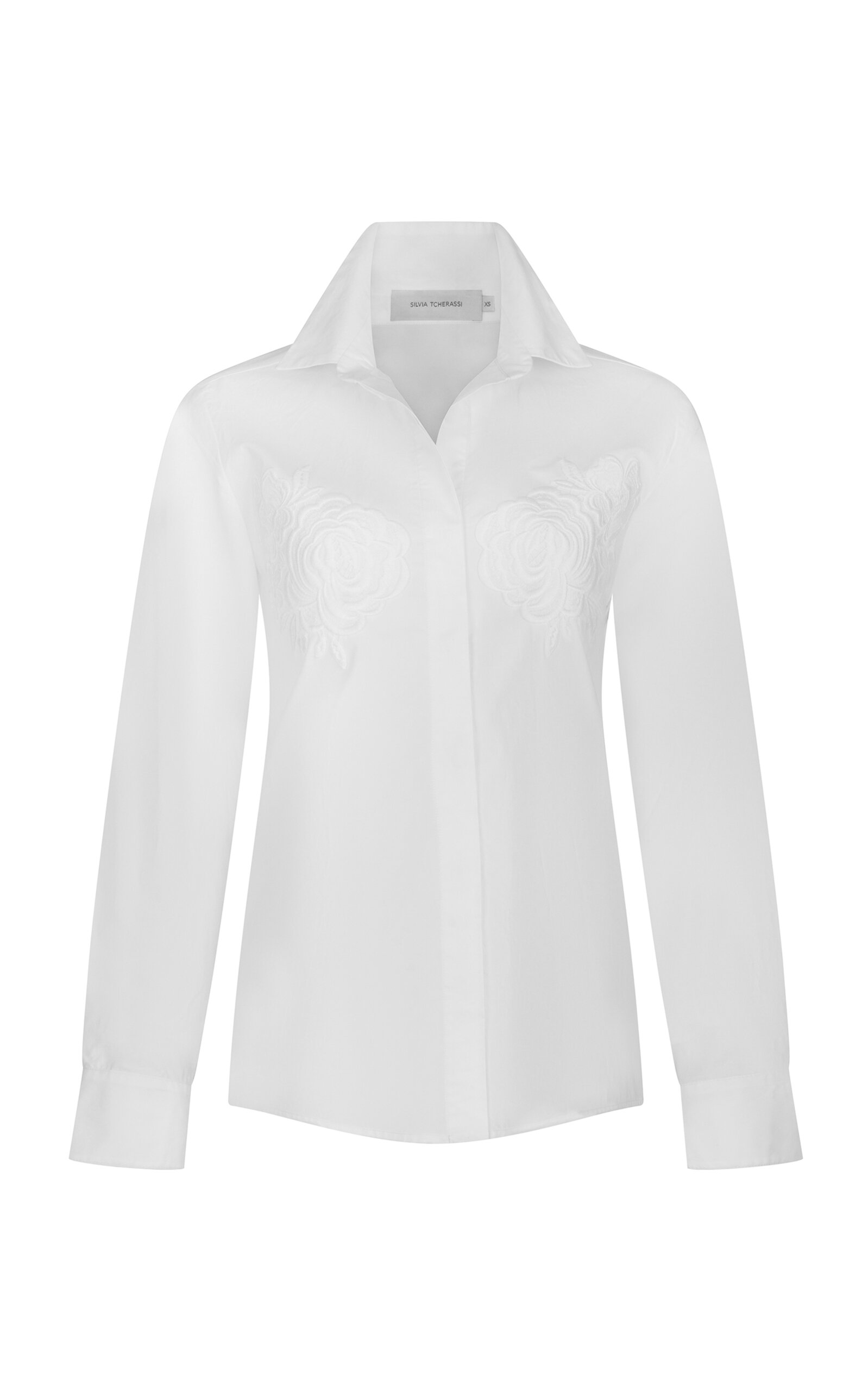 Shop Silvia Tcherassi Raizel Cotton Button-down Shirt In White