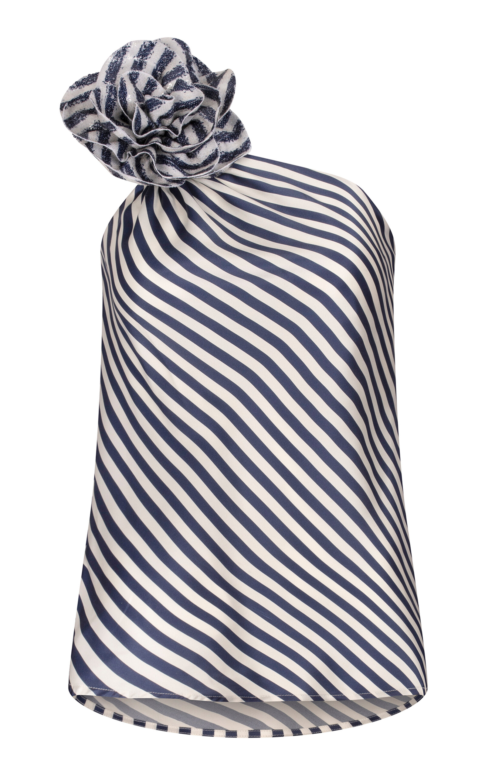 Shop Silvia Tcherassi Sebastiana One-shoulder Silk-blend Top In Stripe