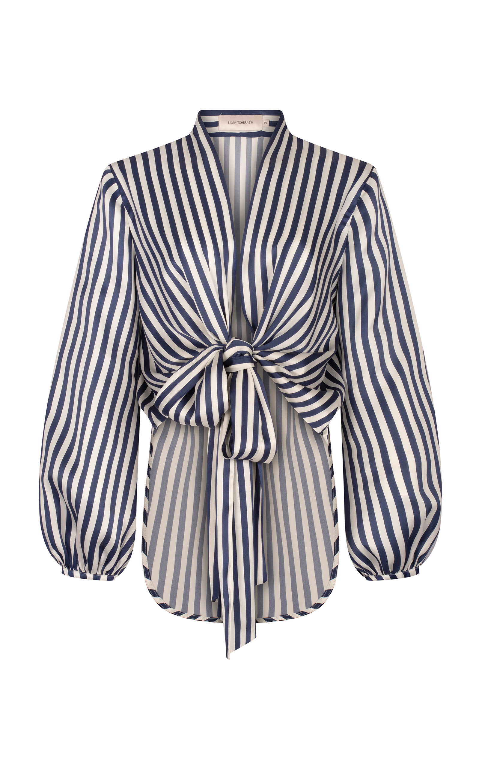 Shop Silvia Tcherassi Honey Striped Silk-blend Blouse