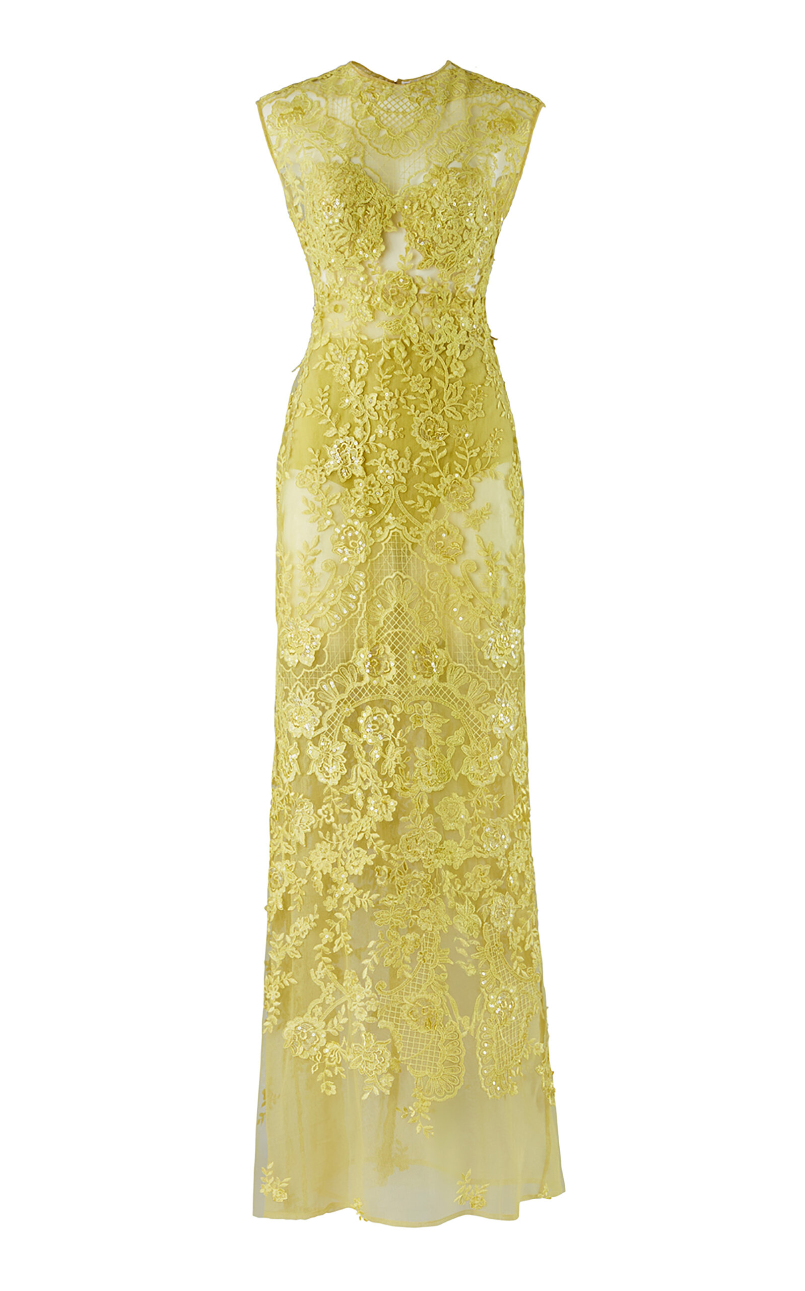 Shop Silvia Tcherassi Aika Lace Gown In Lime Green