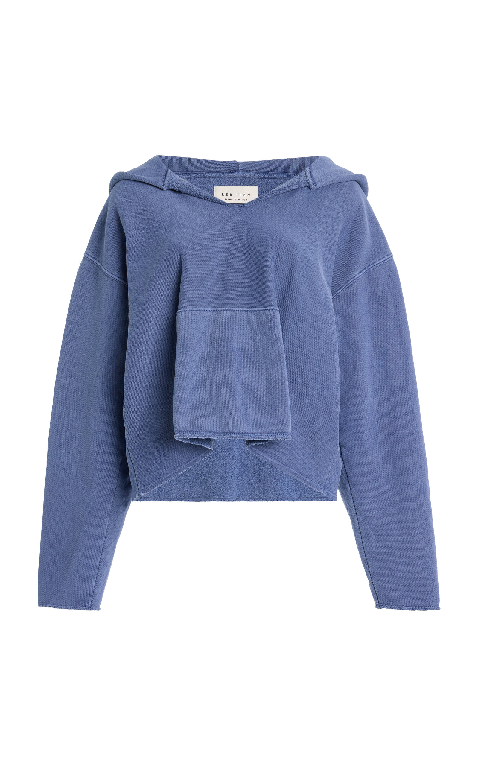 Rachel Raw-Edge Cotton Cropped Hoodie