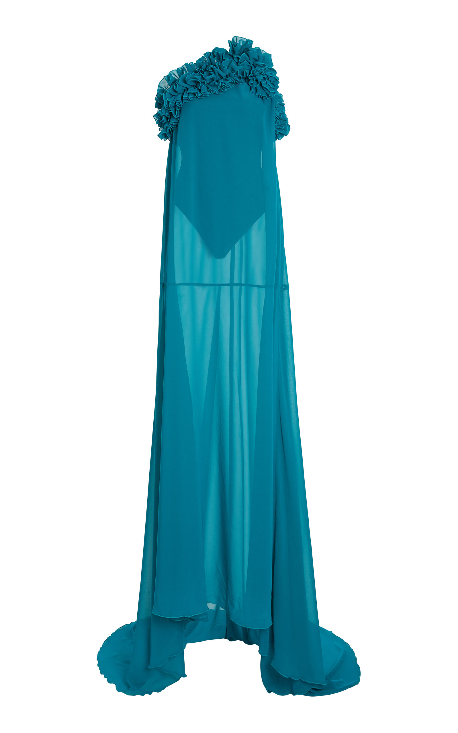 Van De Rohe Single-Shoulder Ruffled Gown