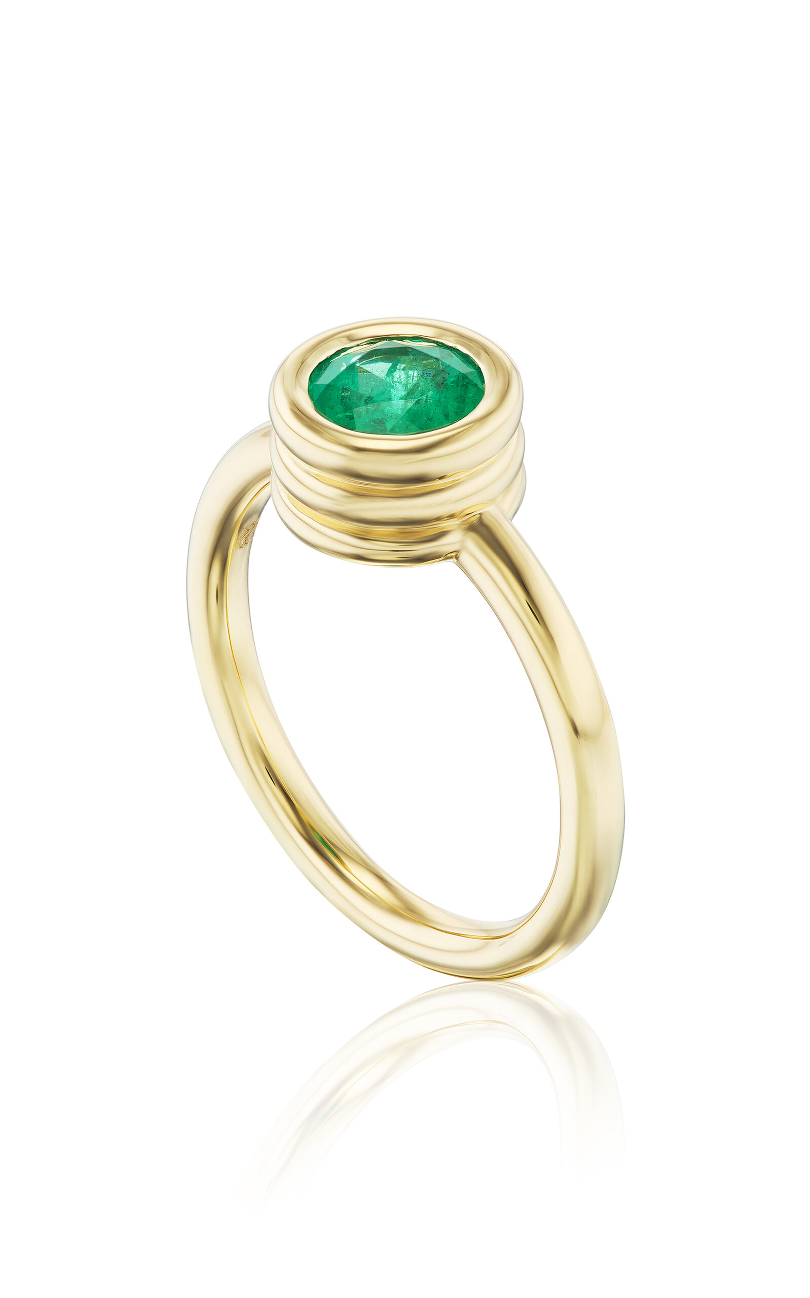 Shop Beck Jewels 18k Yellow Gold Grotto Ring With 6mm Emerald