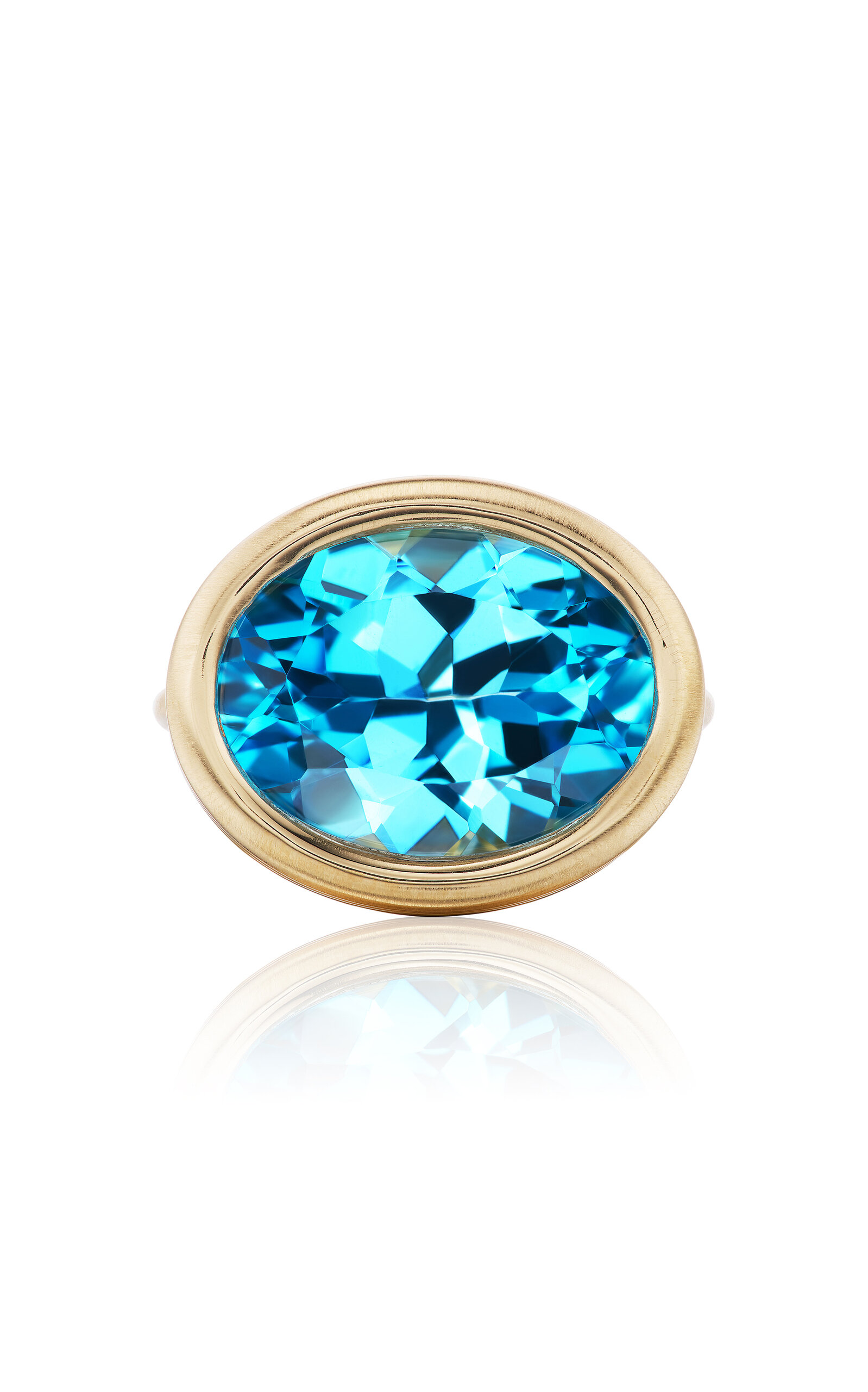 Shop Beck Jewels 18k Yellow Gold Scuba Ring With Blue Topaz