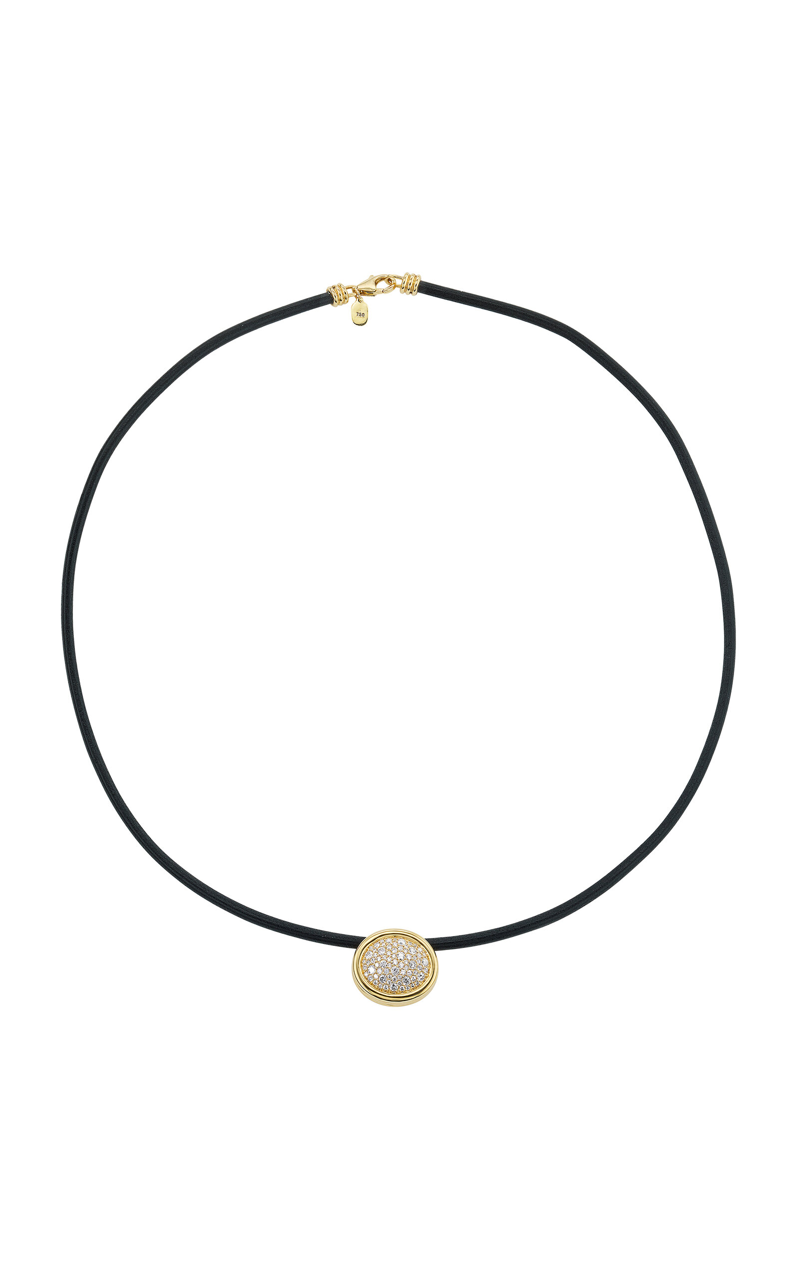 Shop Beck Jewels 18k Yellow Gold Scuba Black Leather Choker With Diamond Pavé