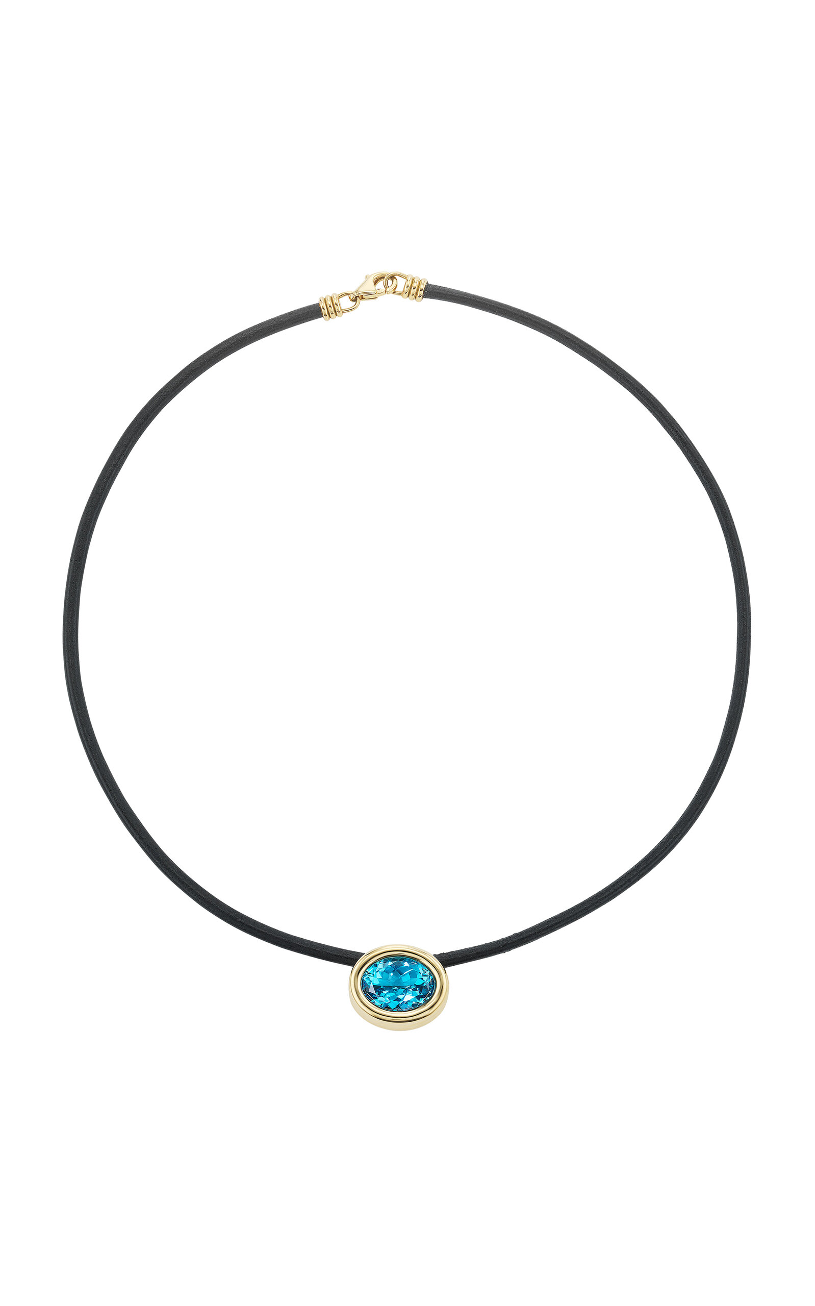 Shop Beck Jewels 18k Yellow Gold Scuba Leather Choker With Blue Topaz