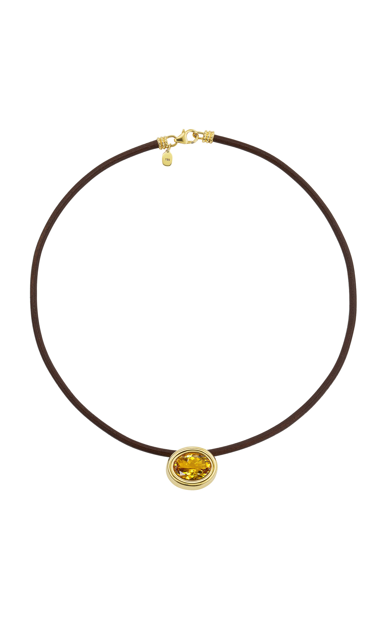 Shop Beck Jewels 18k Yellow Gold Scuba Leather Choker With Citrine