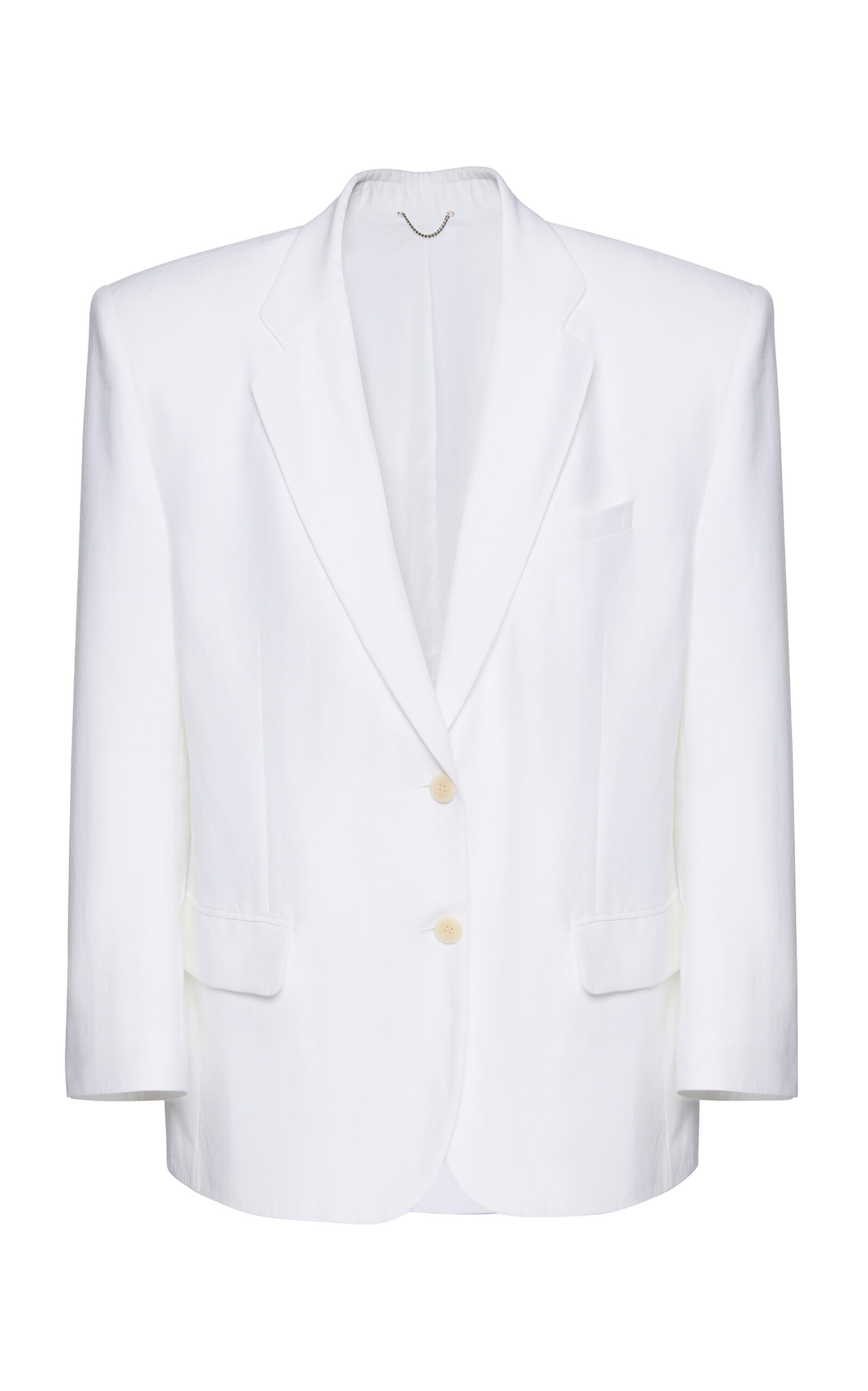 Shop Magda Butrym Double-breasted Silk Blazer In White