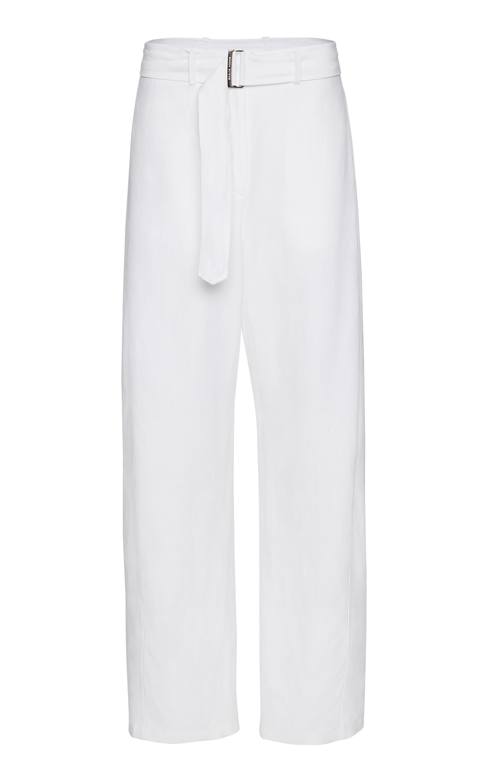 Shop Magda Butrym Oversized Linen Trousers In White