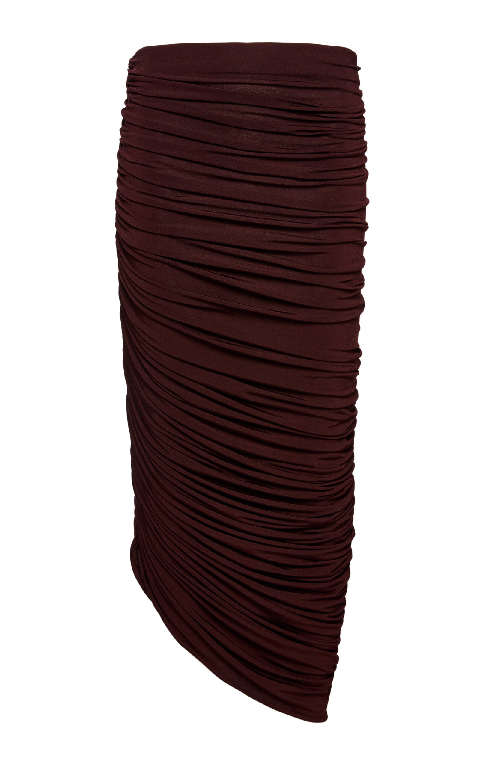 Shop Magda Butrym Asymmetric Hem Pencil Skirt In Burgundy