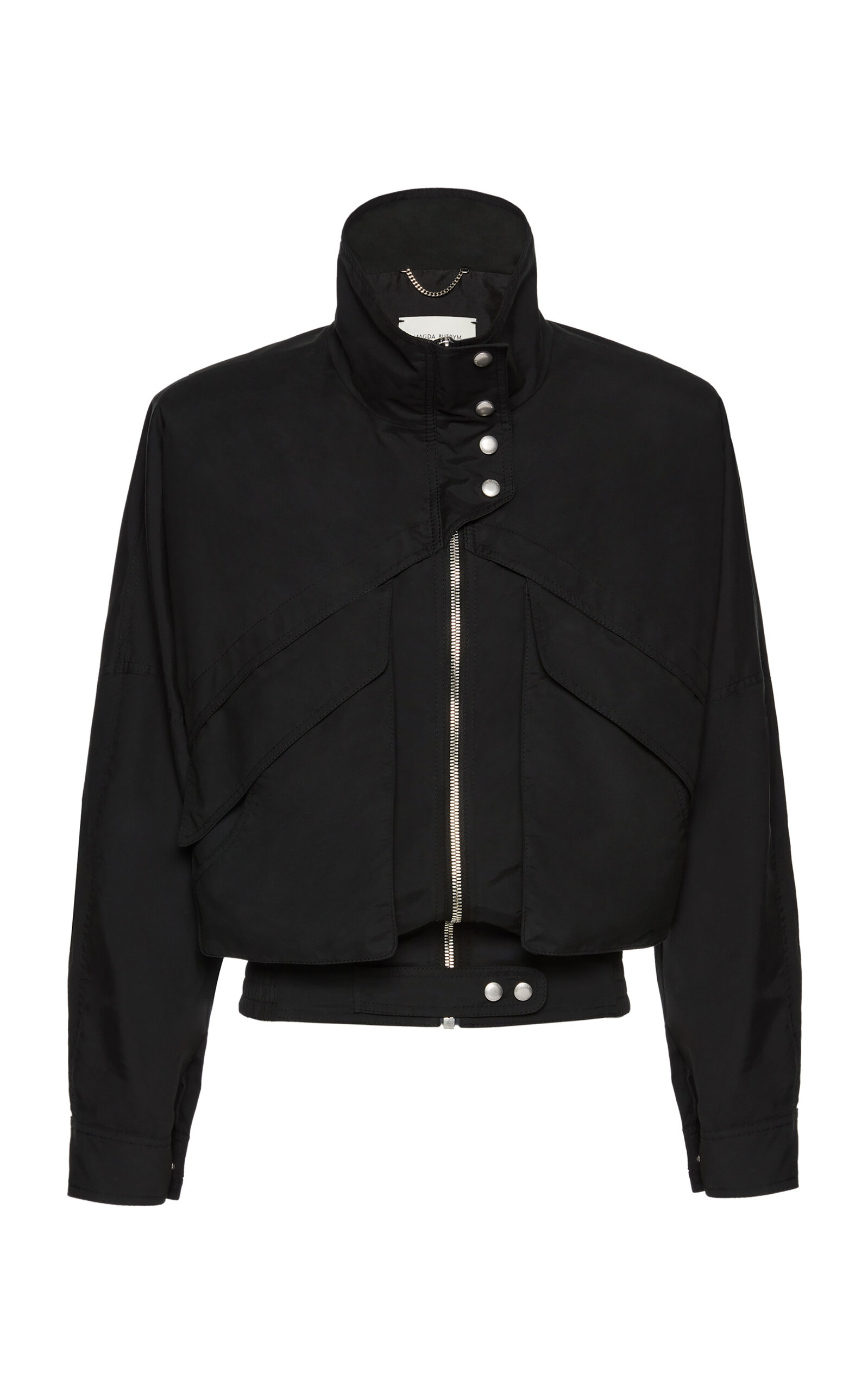 Shop Magda Butrym Oversized Cotton Cropped Jacket In Black