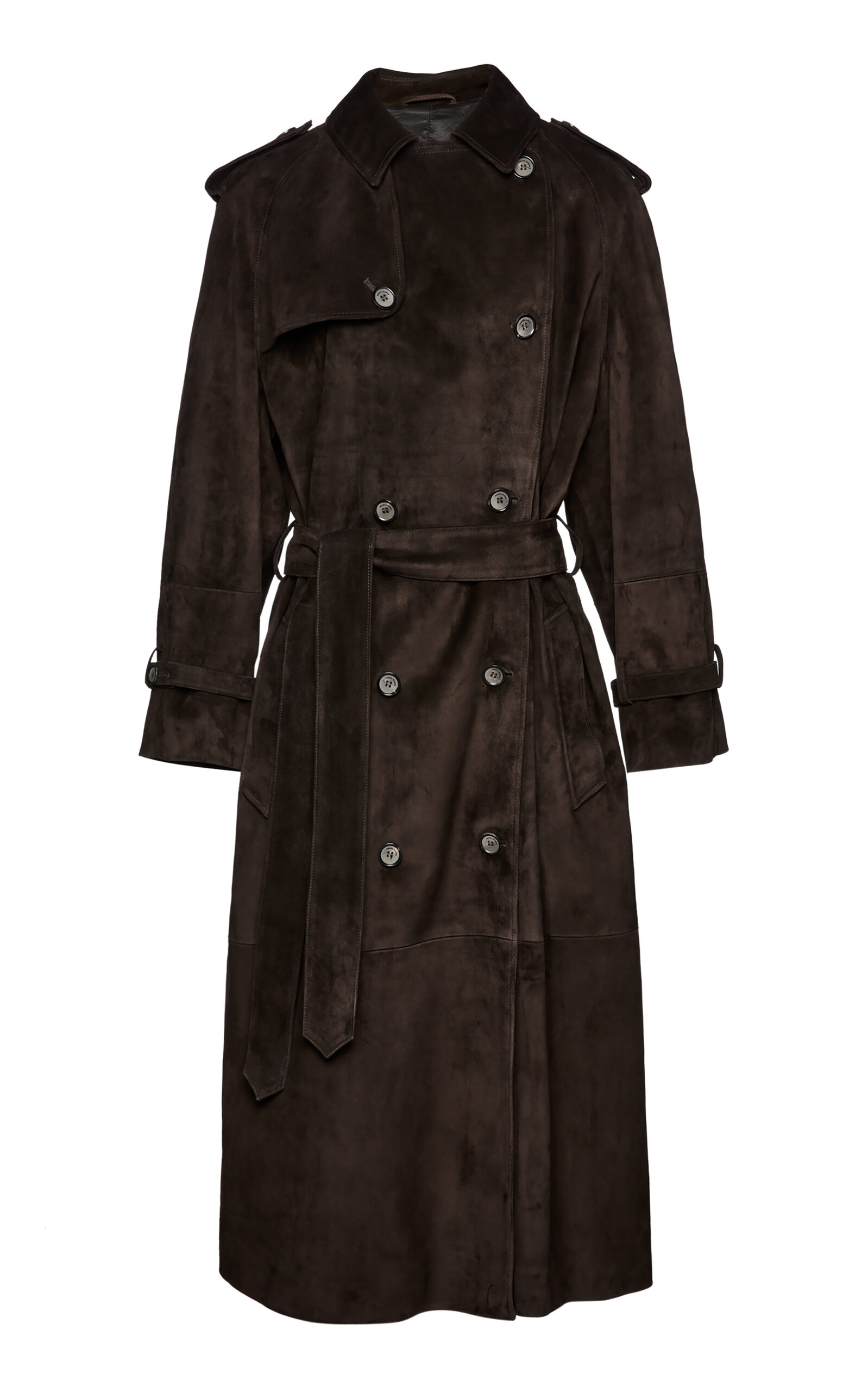 Shop Magda Butrym Sheep Leather Long Coat In Brown