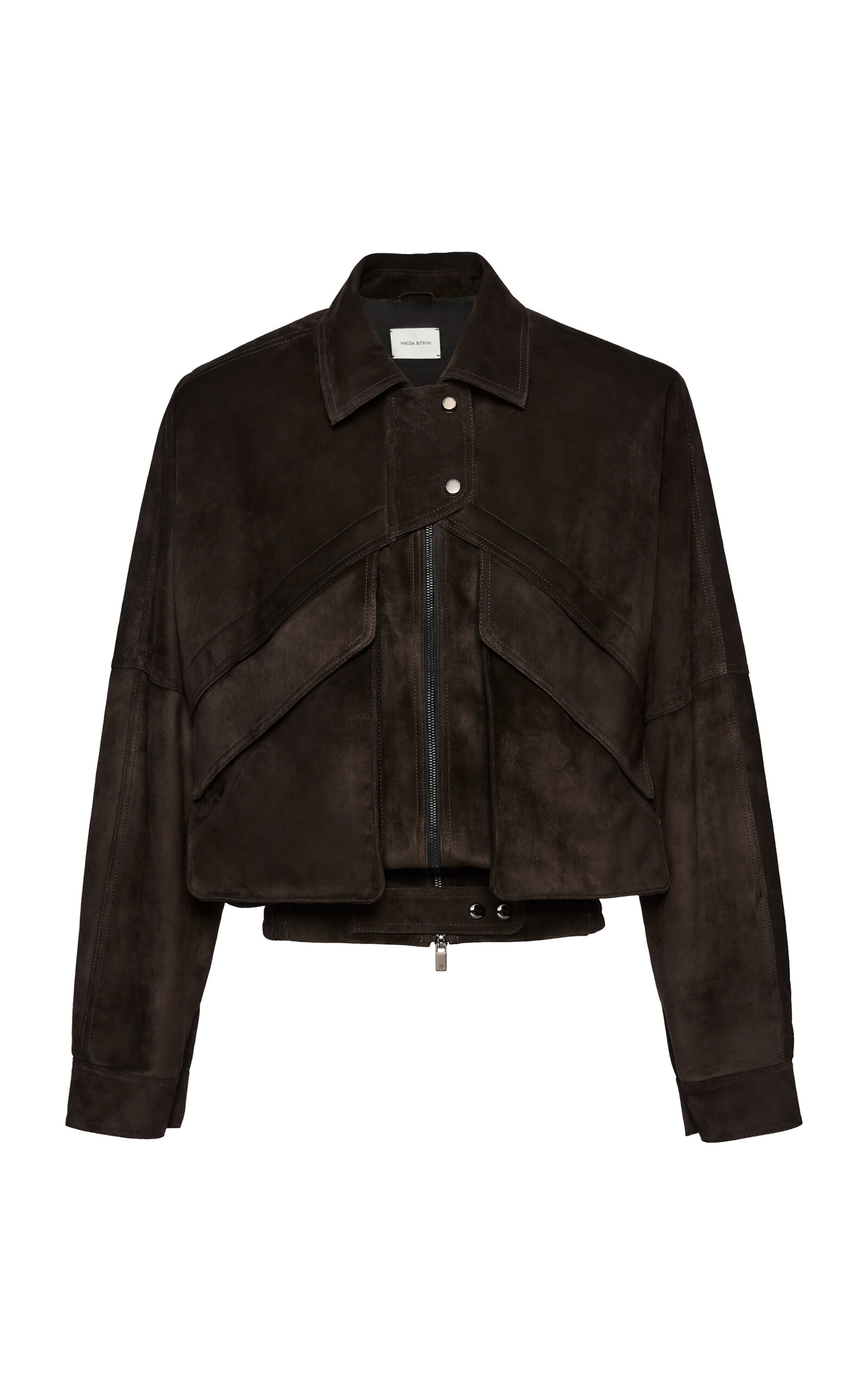 Shop Magda Butrym Sheep Leather Cropped Jacket In Brown