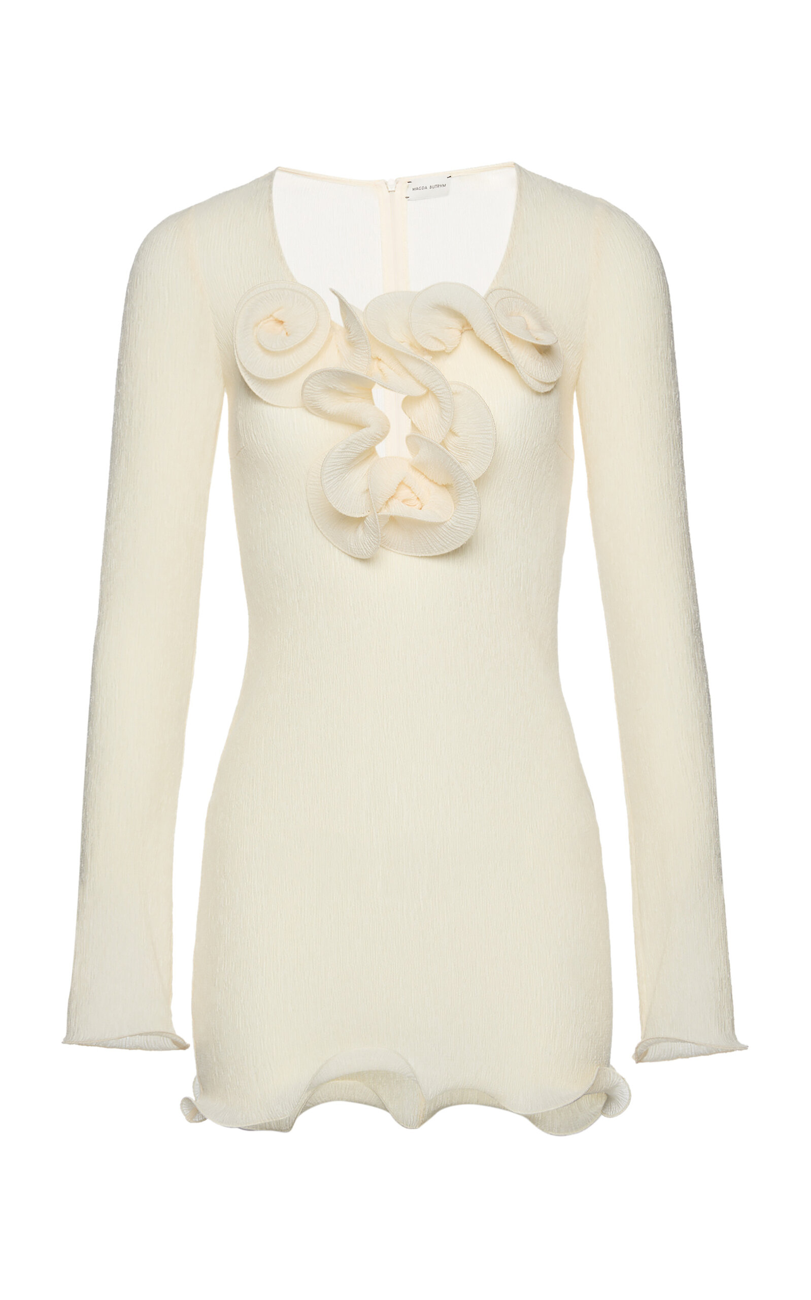 Shop Magda Butrym Floral Embroidered Mini Dress In Ivory