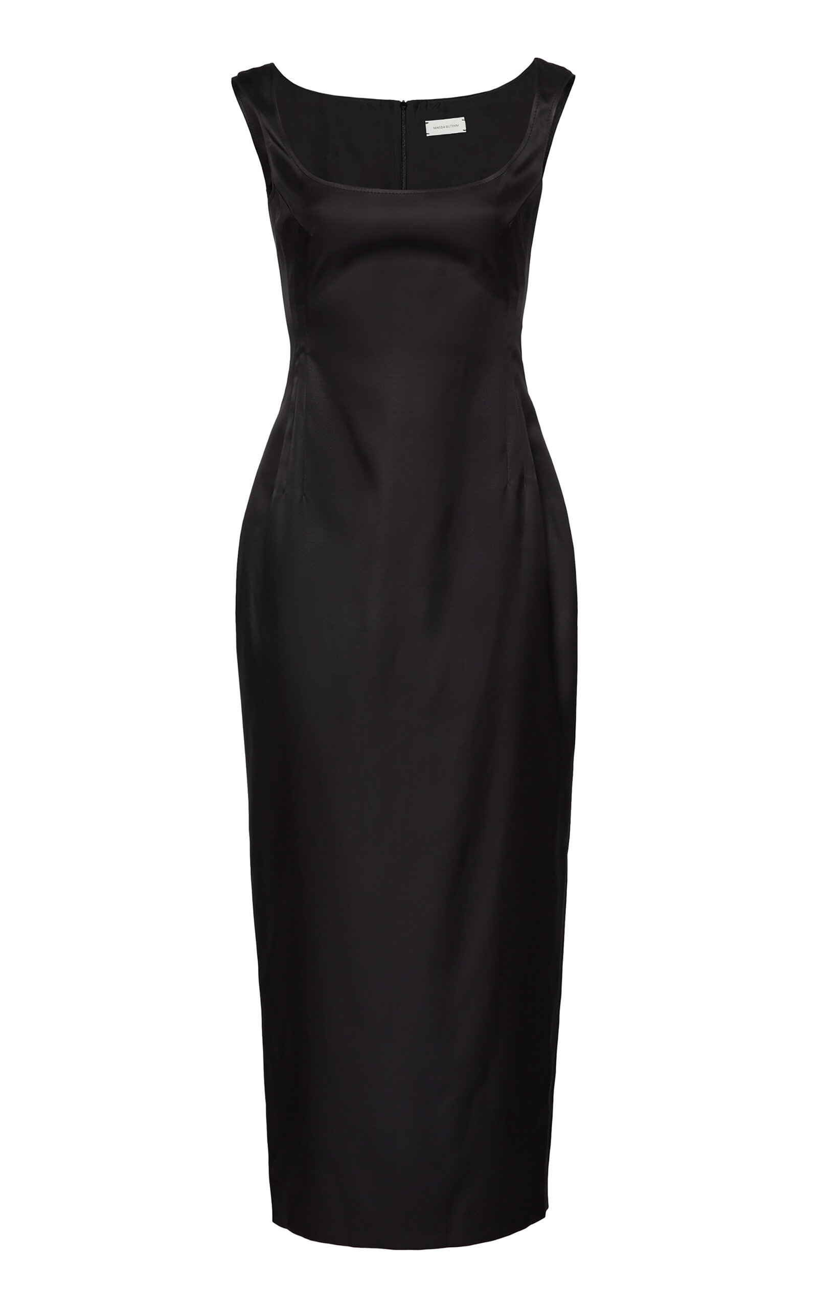 Shop Magda Butrym Silk-wool Midi Dress In Black