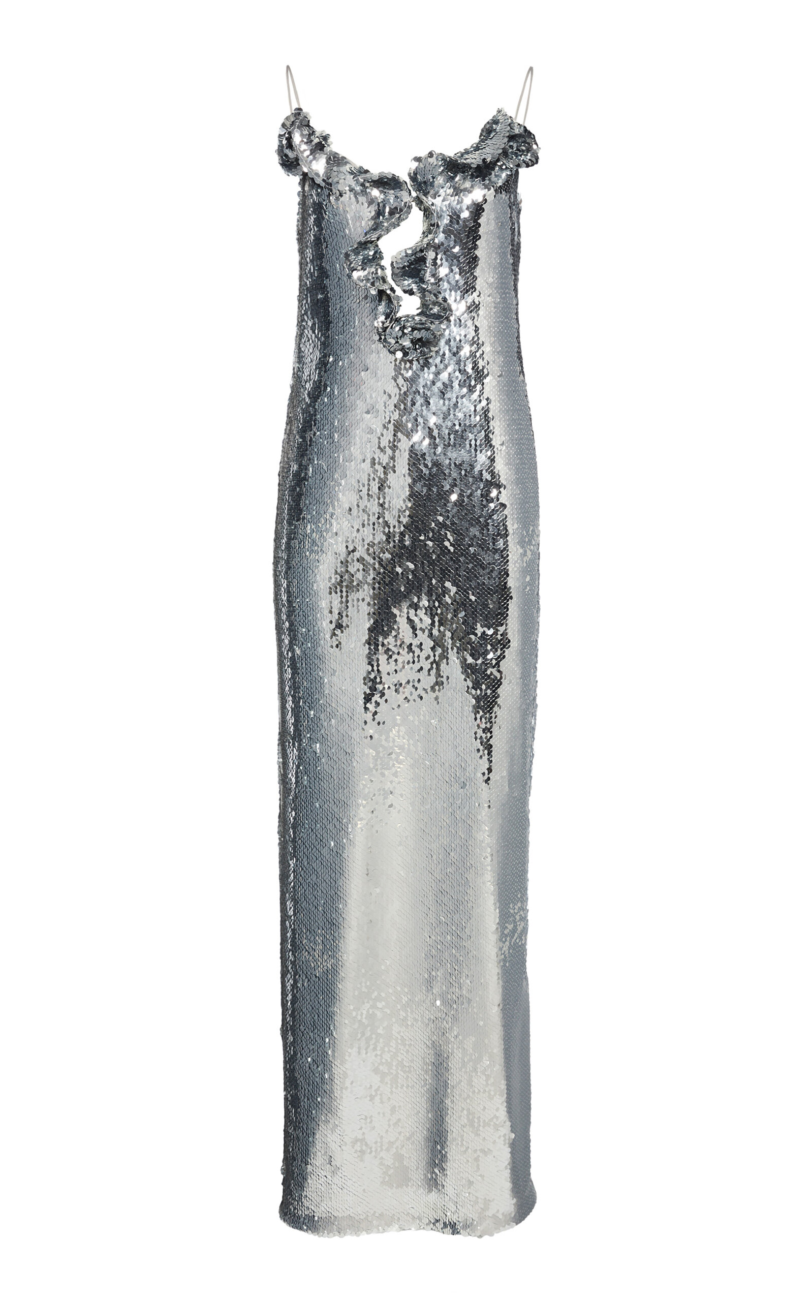 Shop Magda Butrym Sequined Silver Maxi Dress