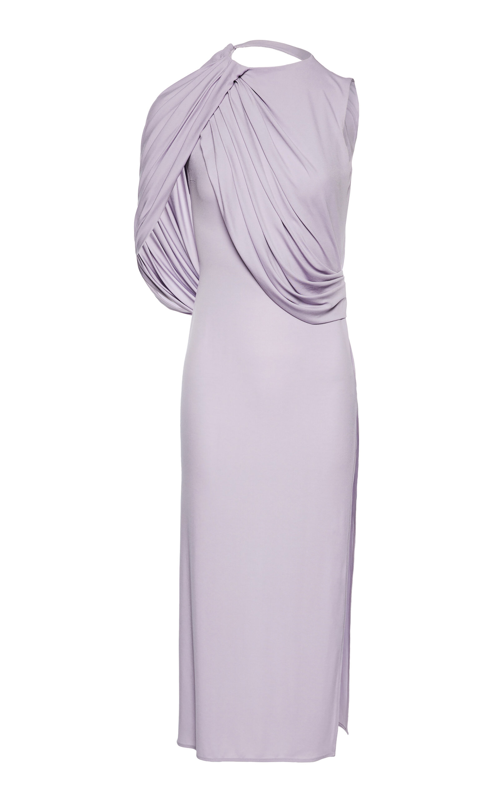 Shop Magda Butrym Single-sleeved Sash Maxi Dress In Purple