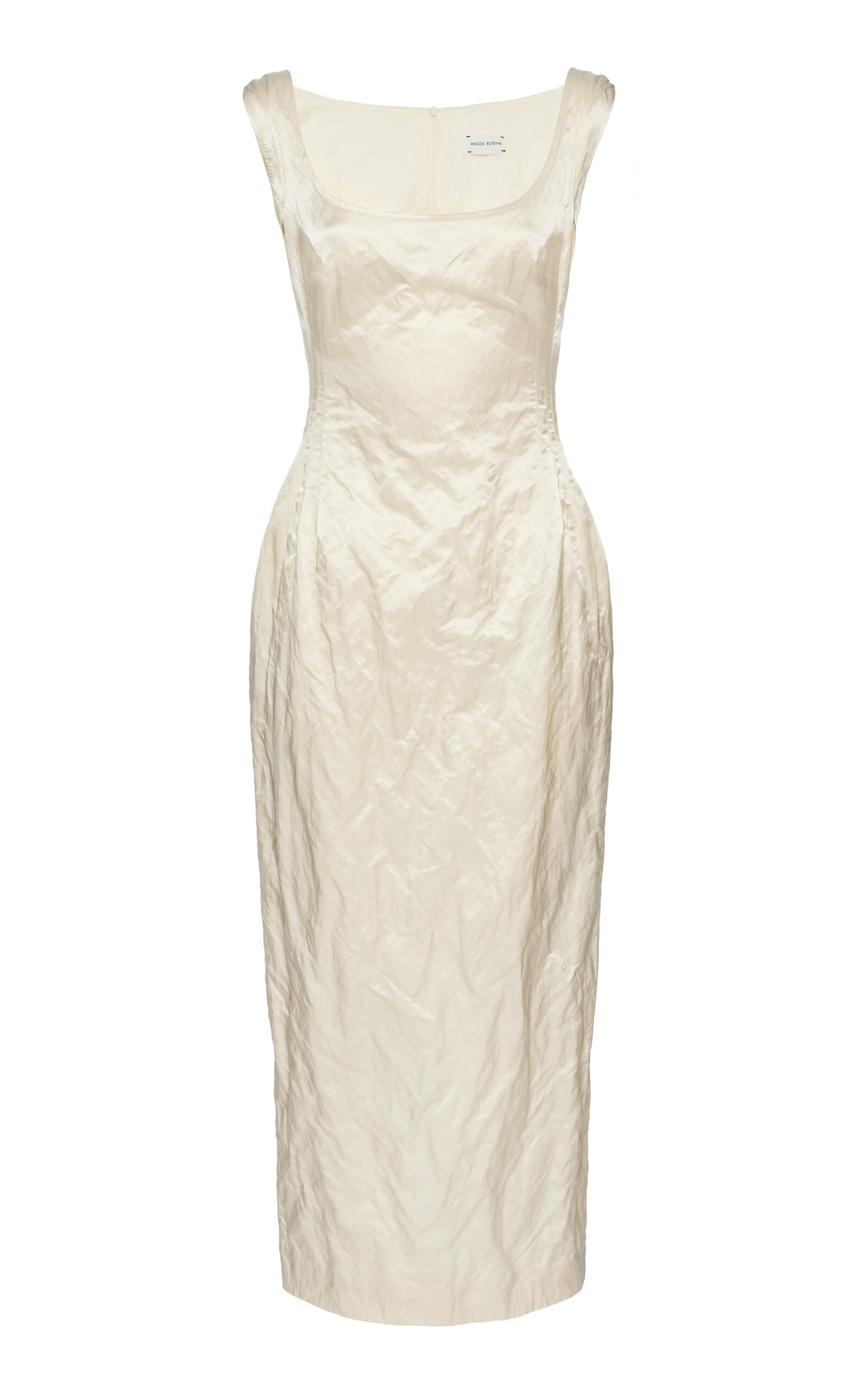 Shop Magda Butrym Scoop-neck Silk-wool Dress In Ivory