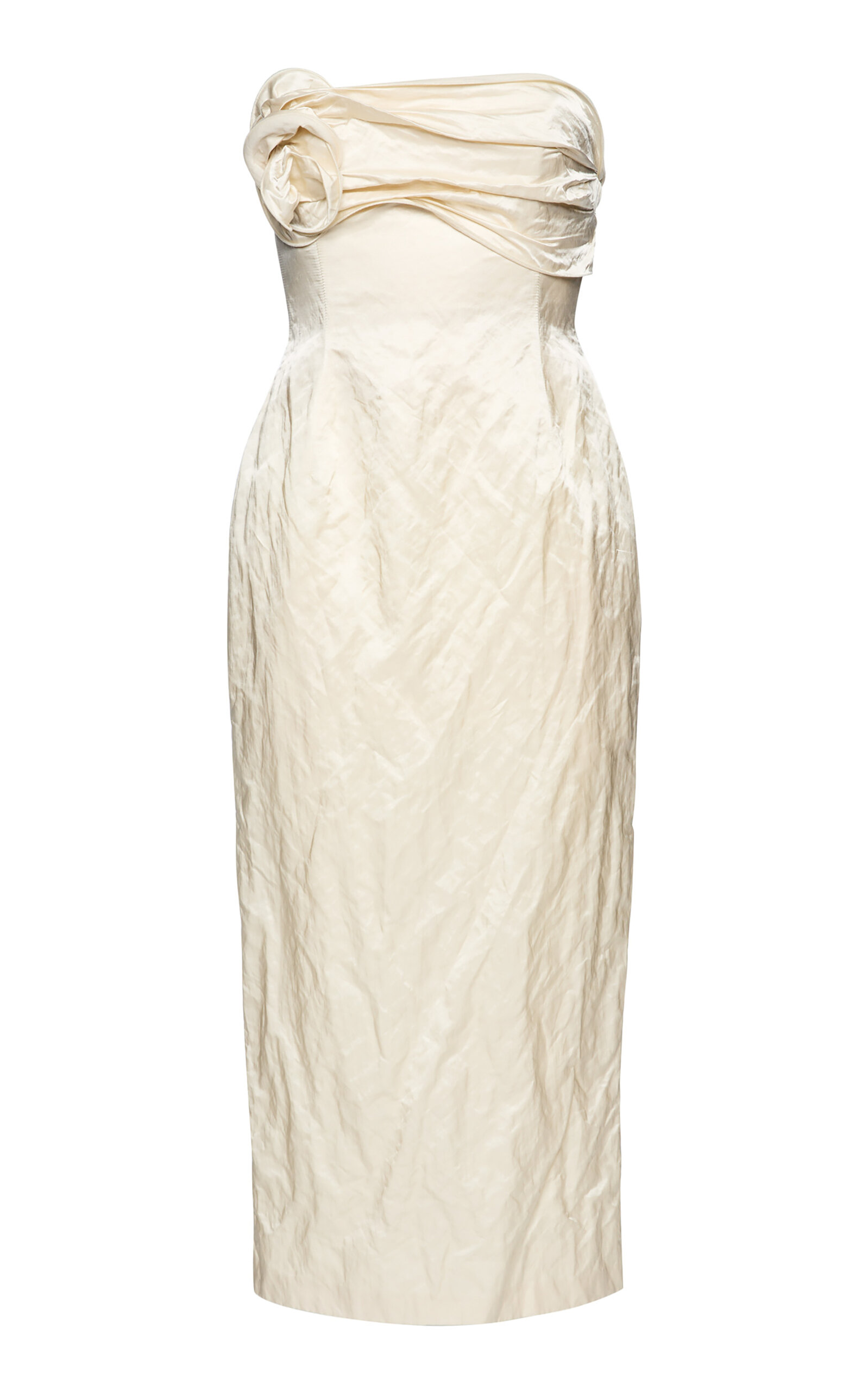 Shop Magda Butrym Gathered Silk-wool Strapless Dress In Ivory