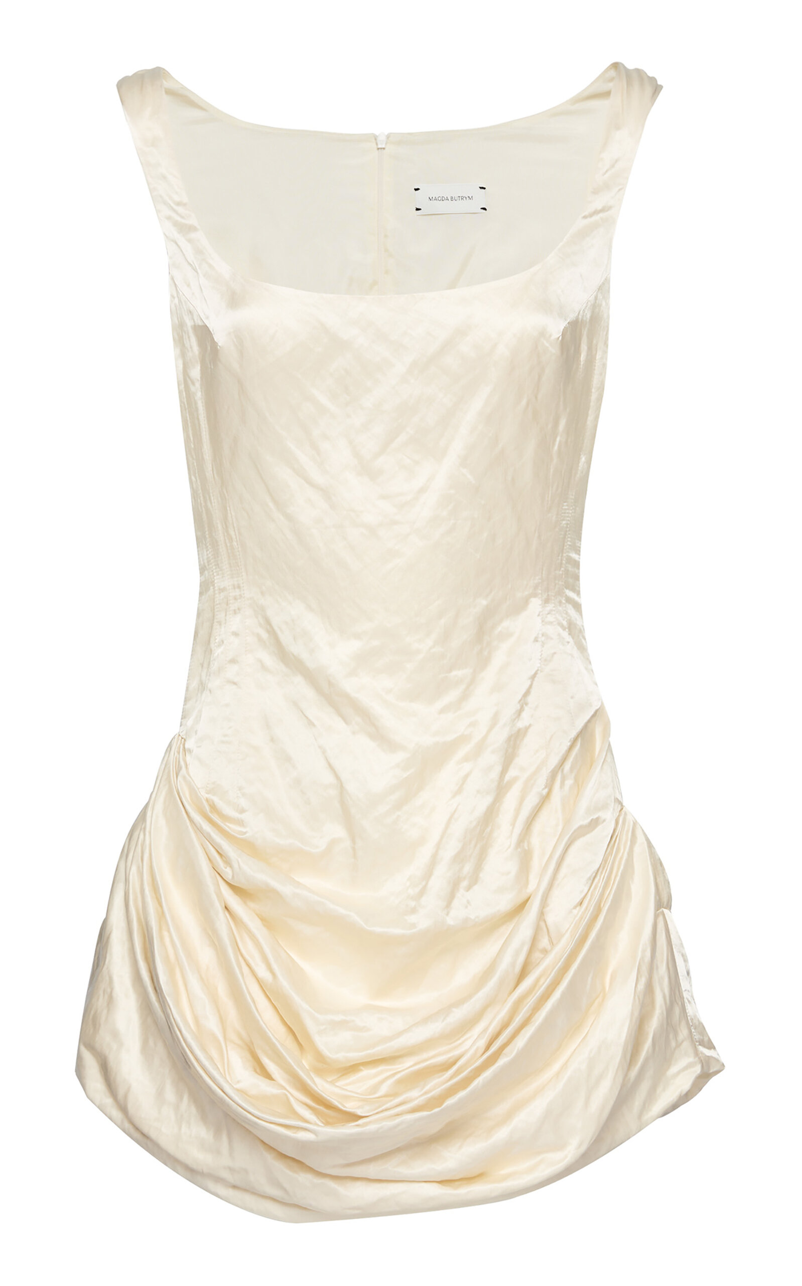 Shop Magda Butrym Gathered Cotton Mini Dress In Ivory